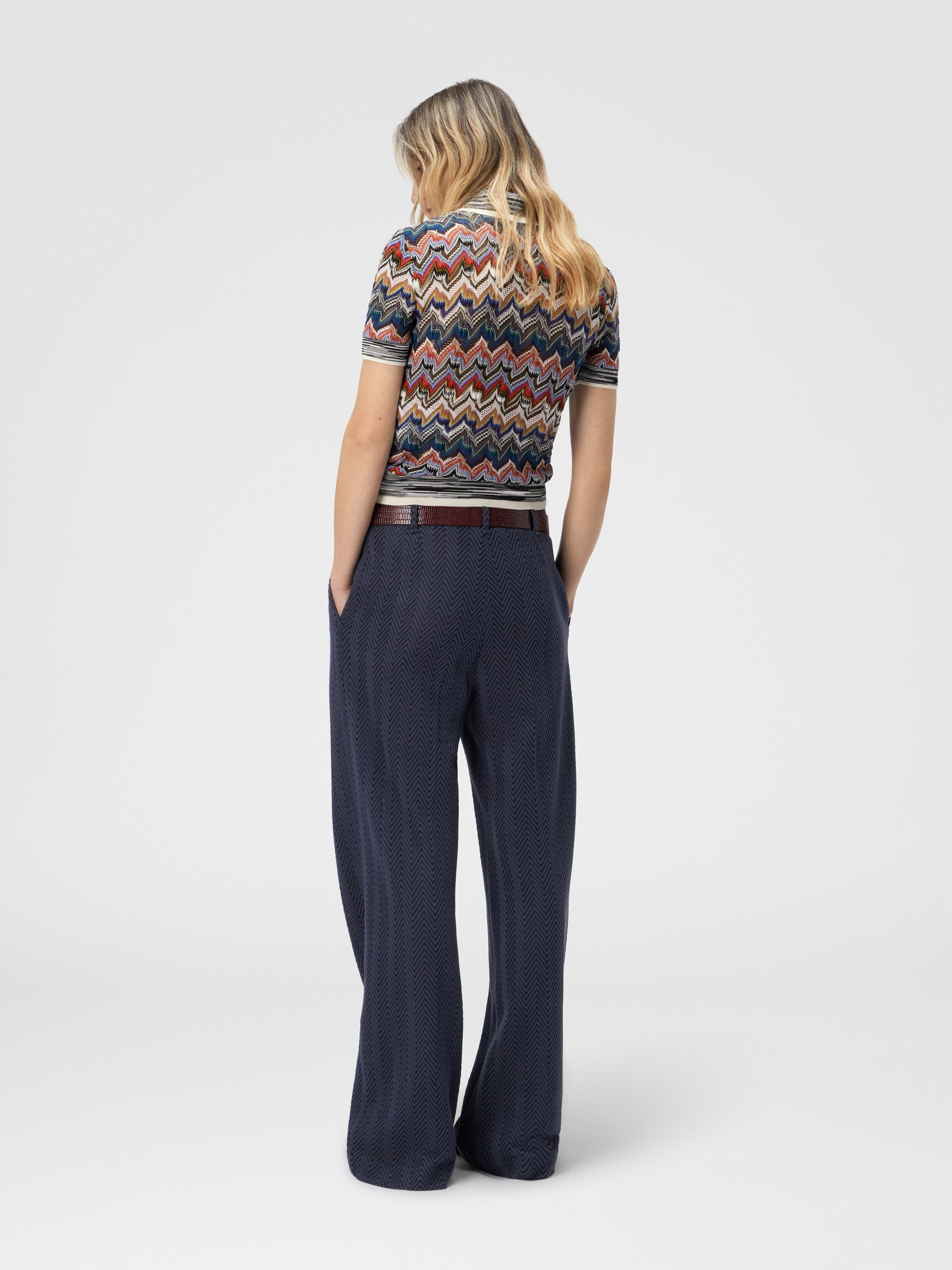 Maßgeschneiderte Hose mit Zickzackmuster, Blau - 2