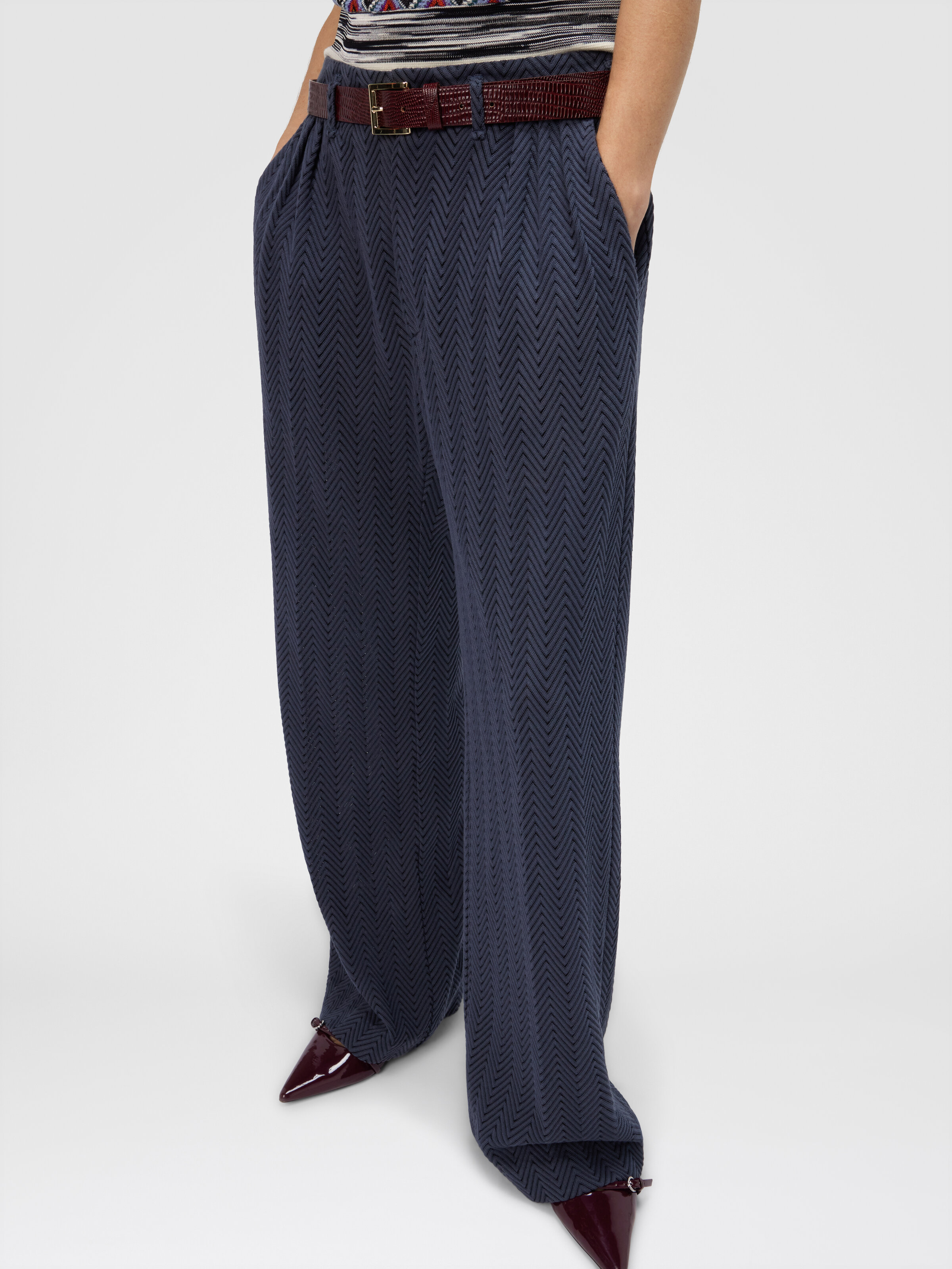 Maßgeschneiderte Hose mit Zickzackmuster, Blau - 3