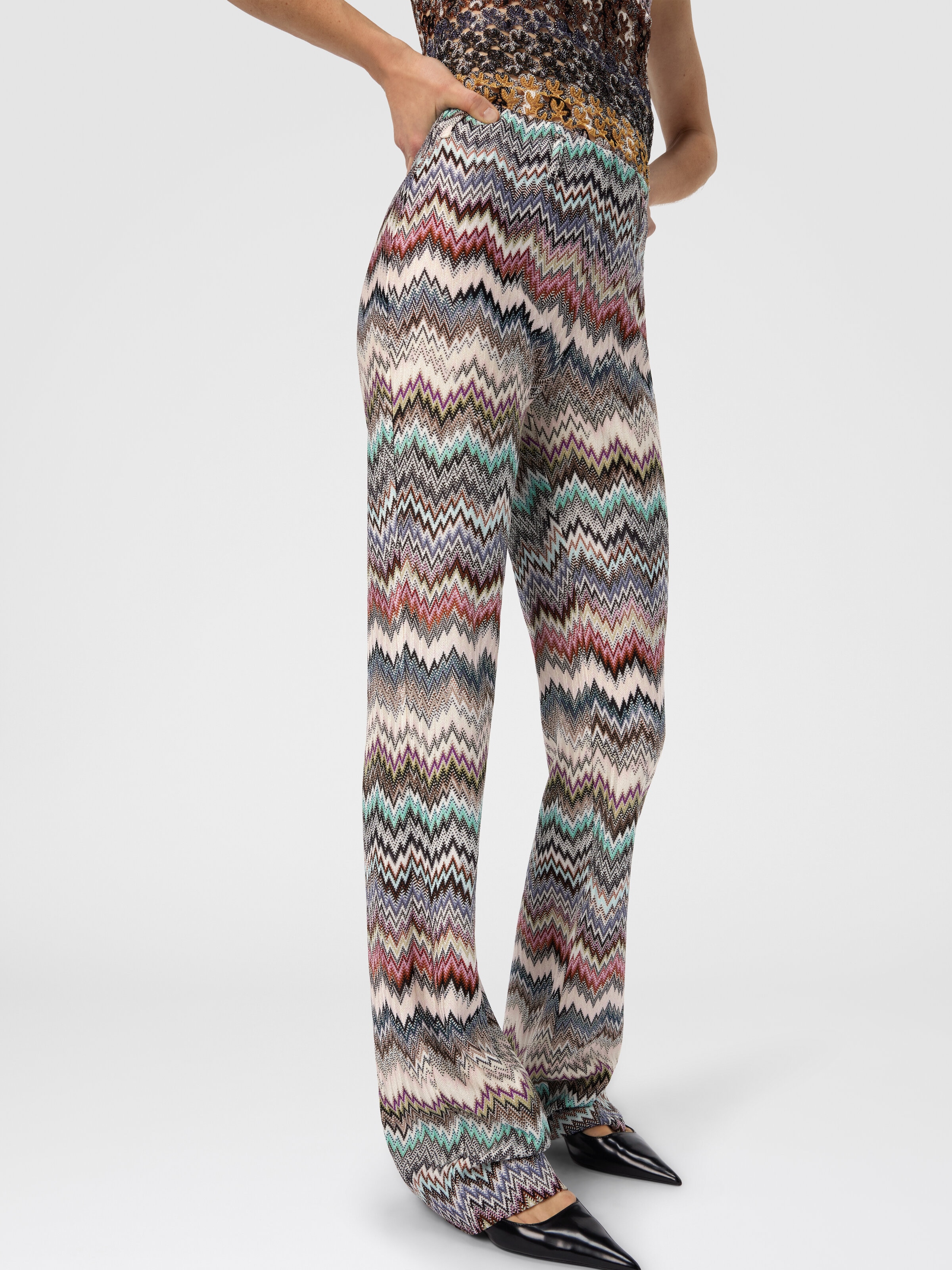 Flare Pants with Snake Pattern, Multicoloured  - 3