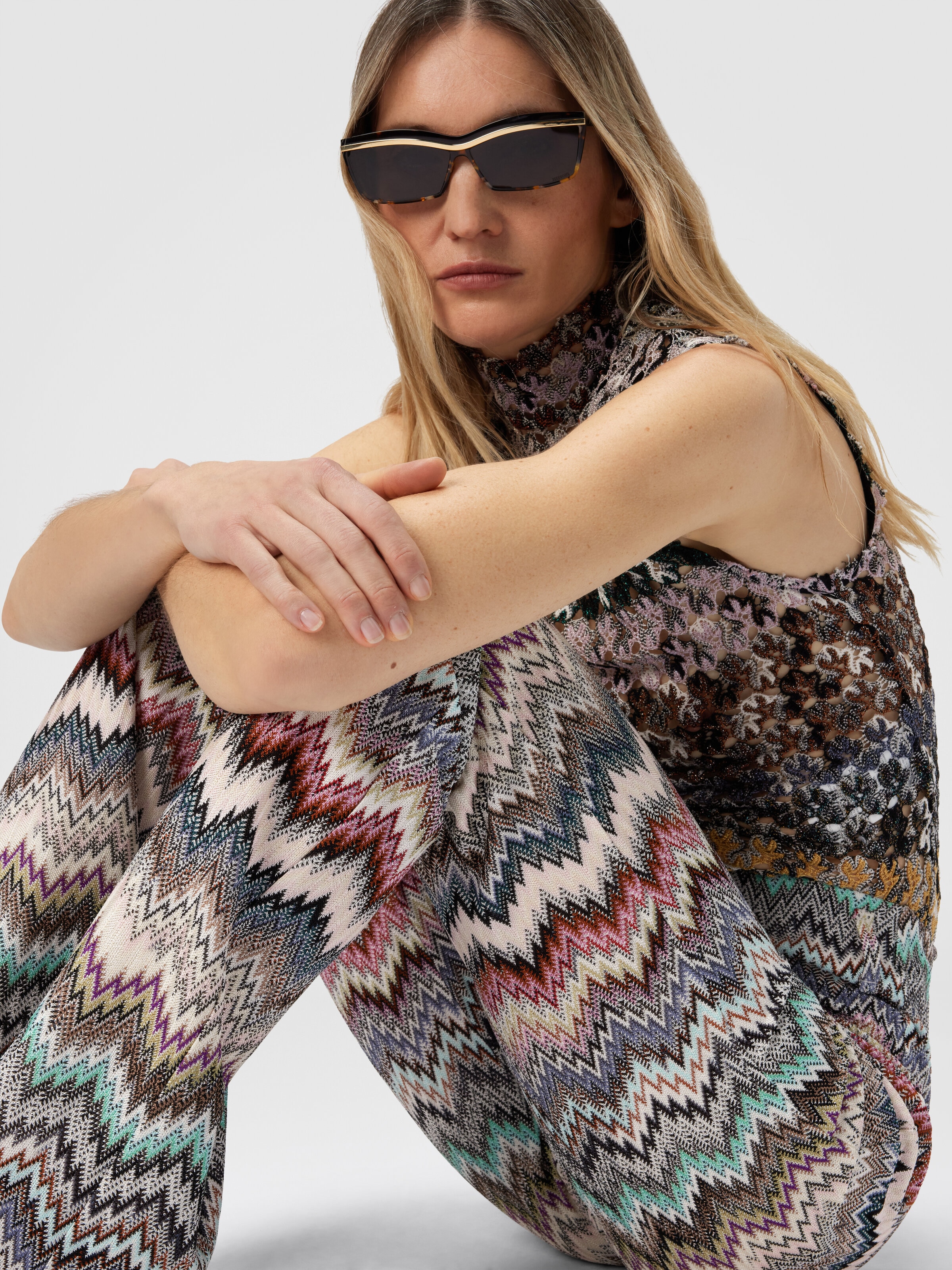 Flare Pants with Snake Pattern, Multicoloured  - 4