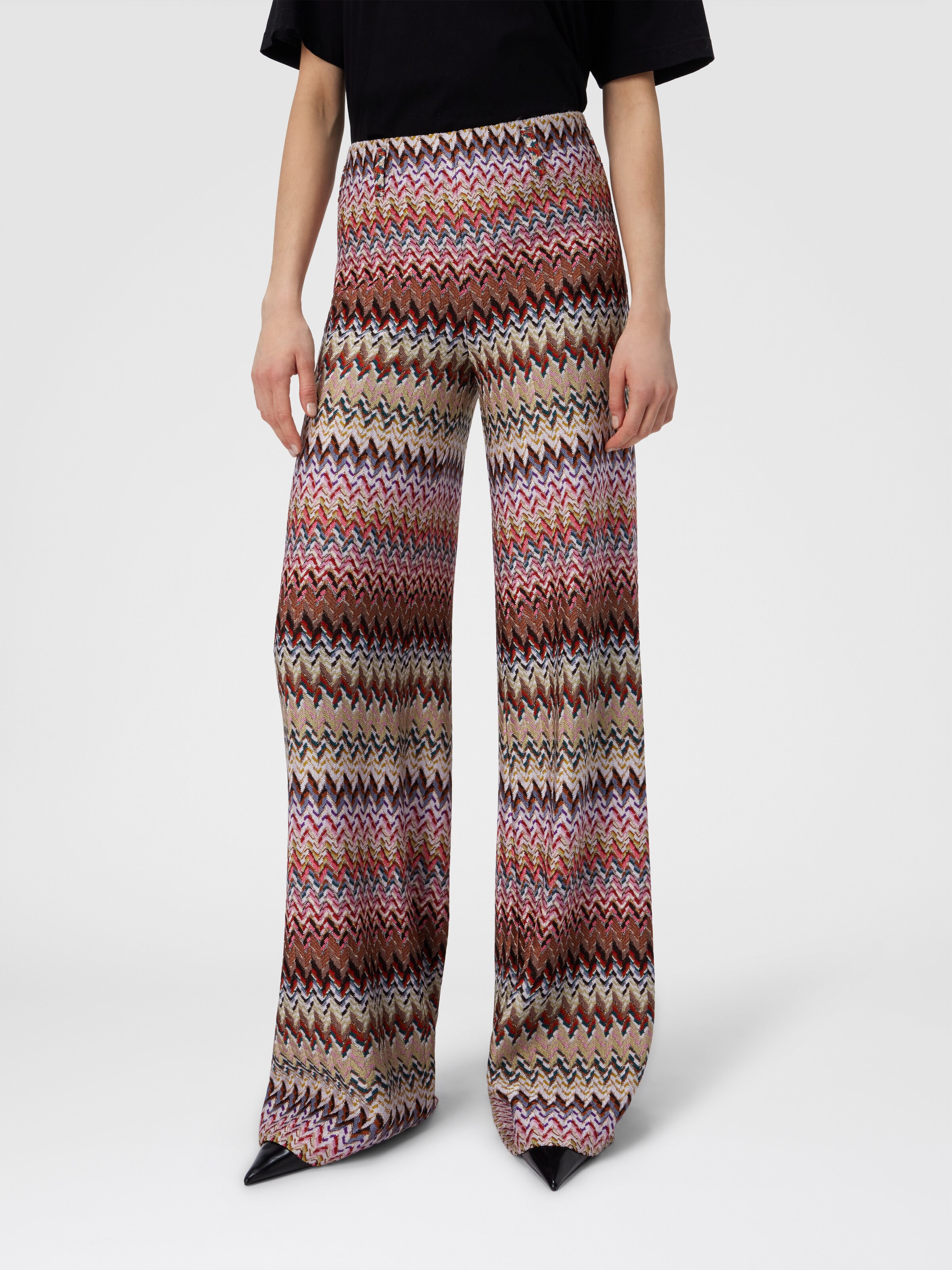 Flare Pants with Zigzag Pattern, Multicoloured  - 3