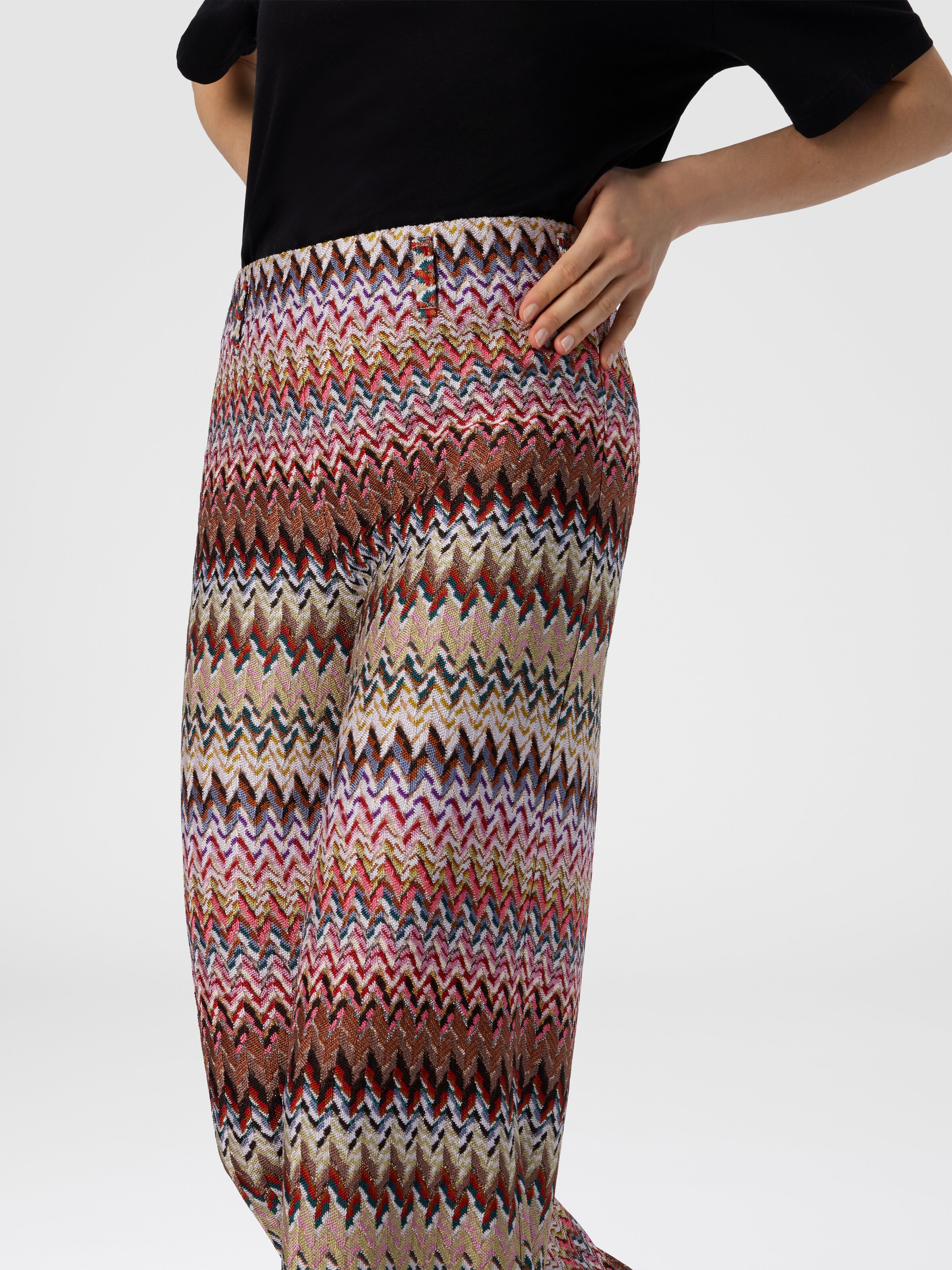Flare Pants with Zigzag Pattern, Multicoloured  - 4