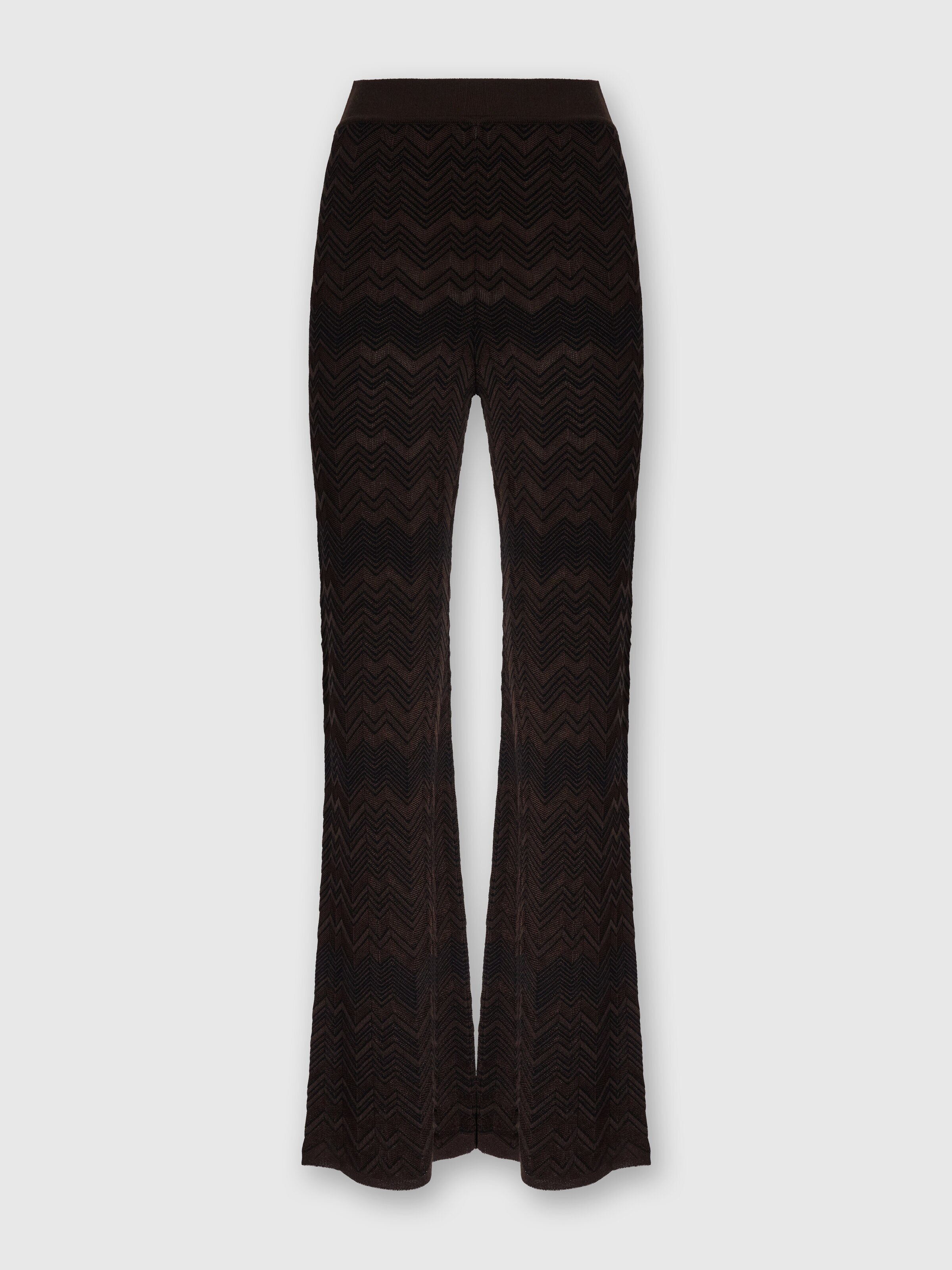 Lange, gerade Hose aus Chevronstoff, Braun - 0