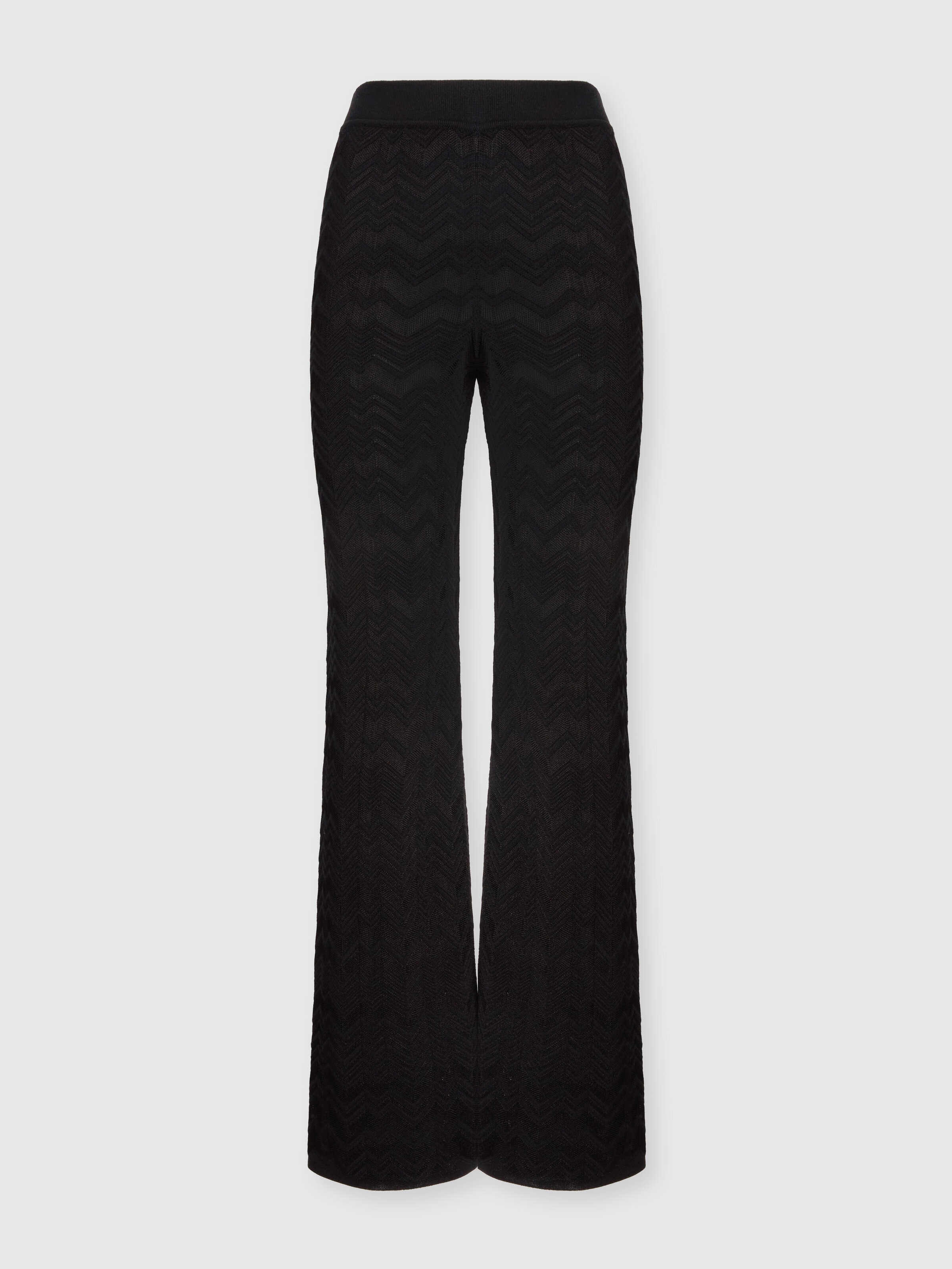 Pantalón largo recto en chevrón, Negro - 0