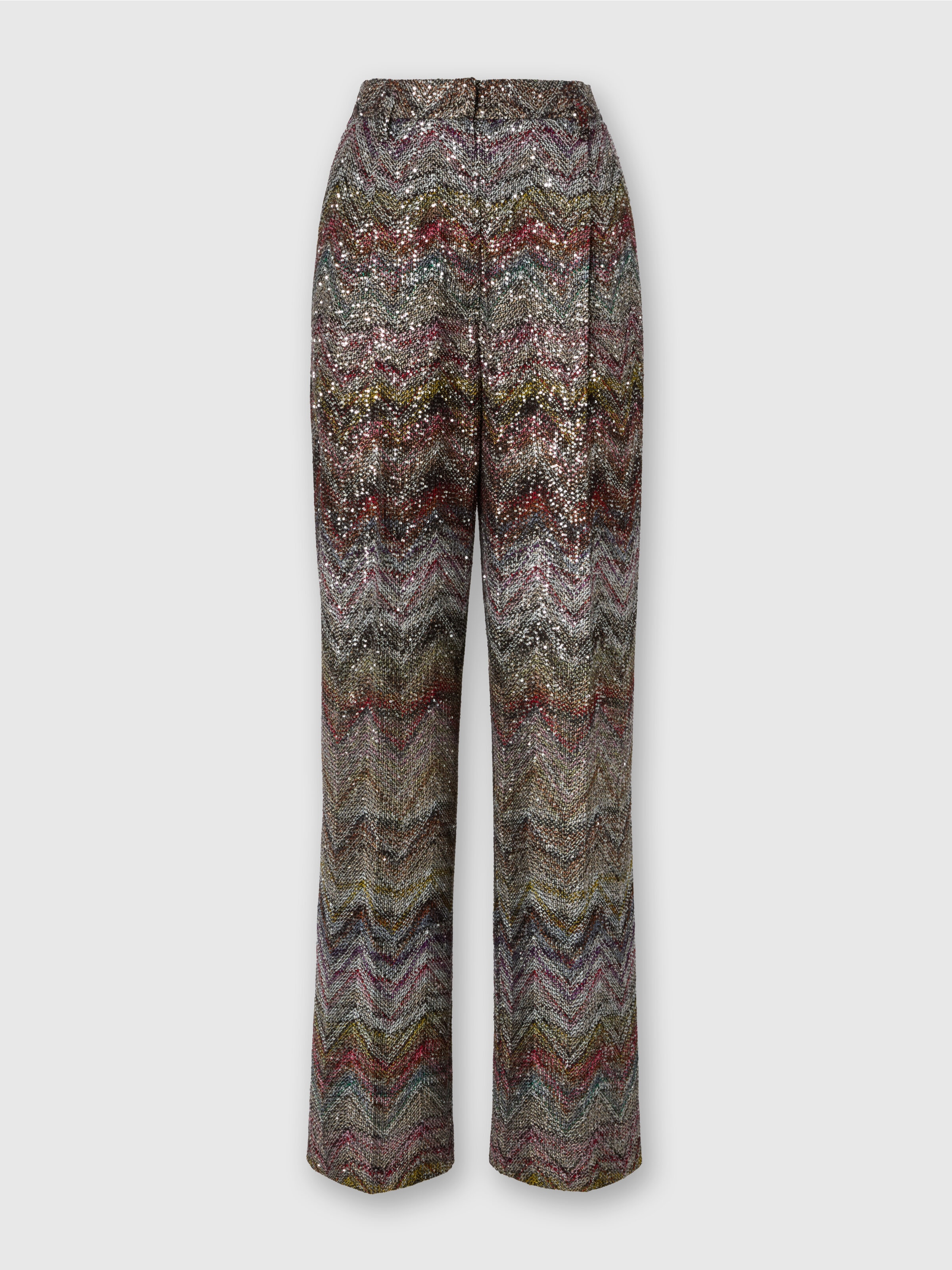 Weit geschnittene Hose mit Zickzackmuster, Mehrfarbig  - 0