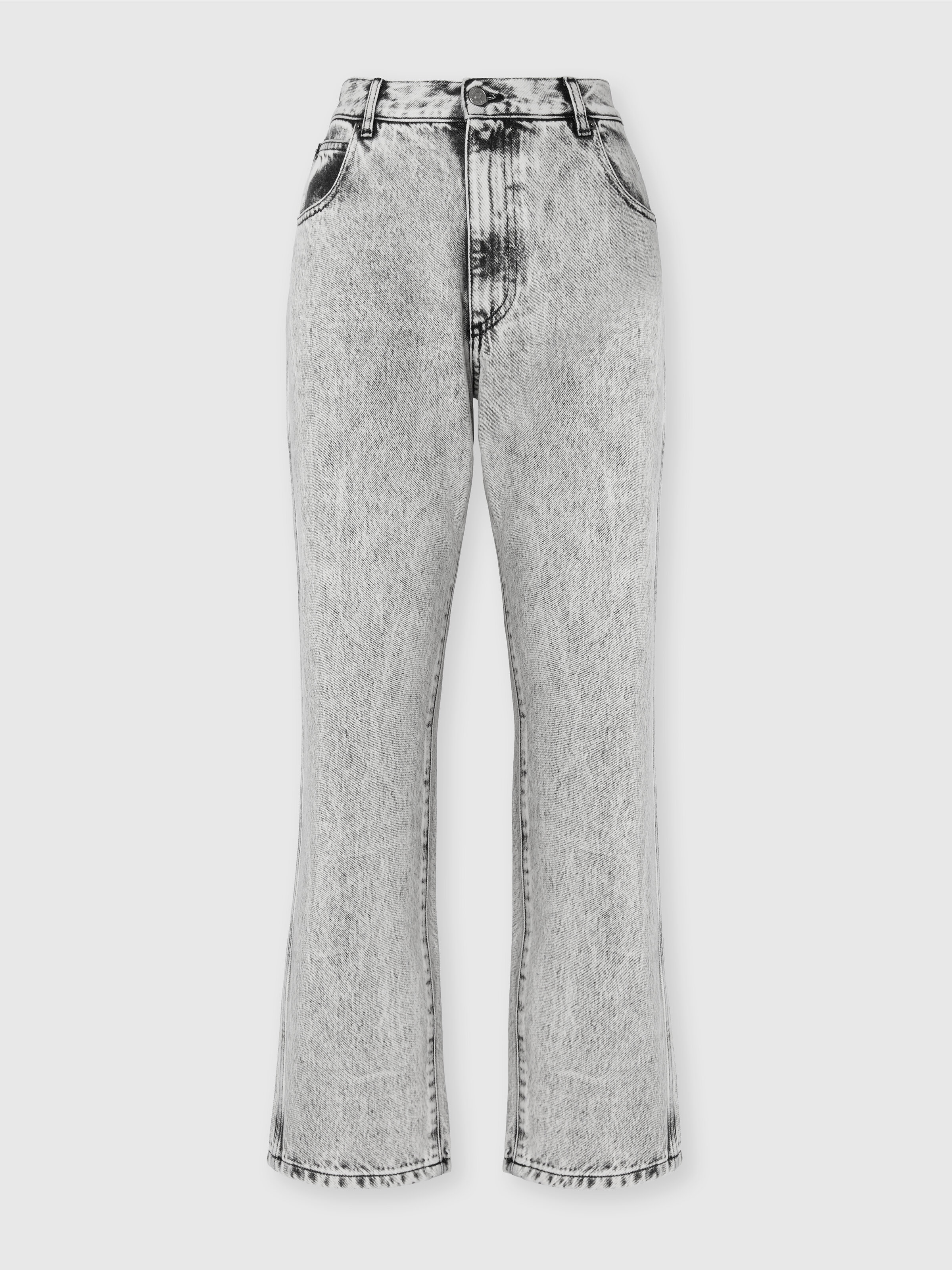 Gebleichte Five-Pocket-Jeans mit mittlerer Leibhöhe, Schwarz - 0