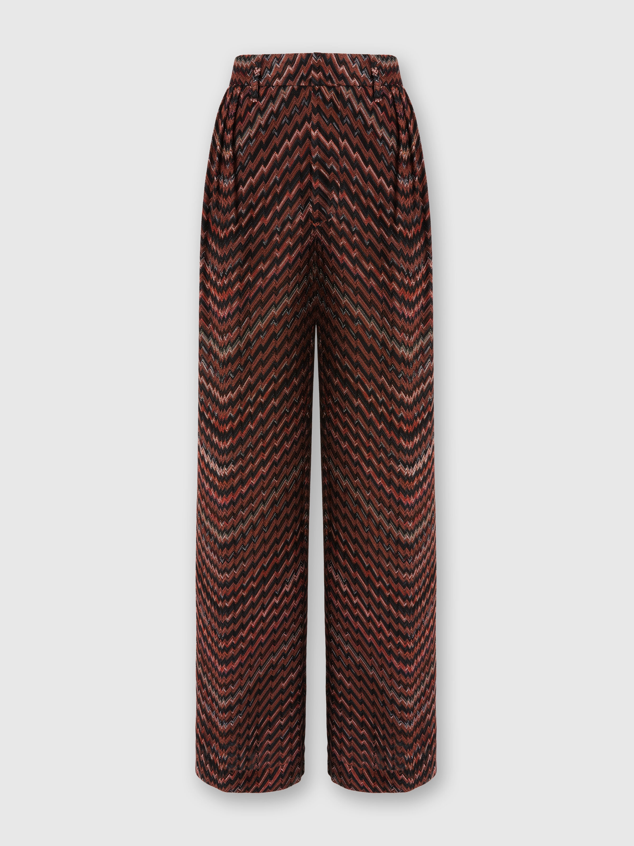 Mid-Rise Tailored Pants with Zigzag Pattern, Black & Brown - 0