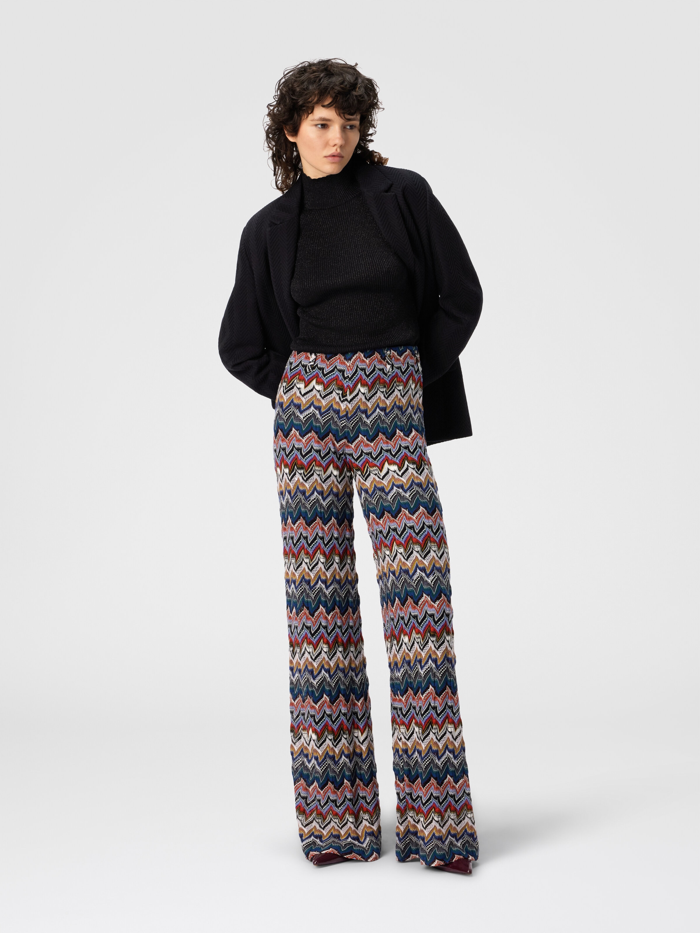 Palazzo Pants in Embroidered Lace, Multicoloured  - 1