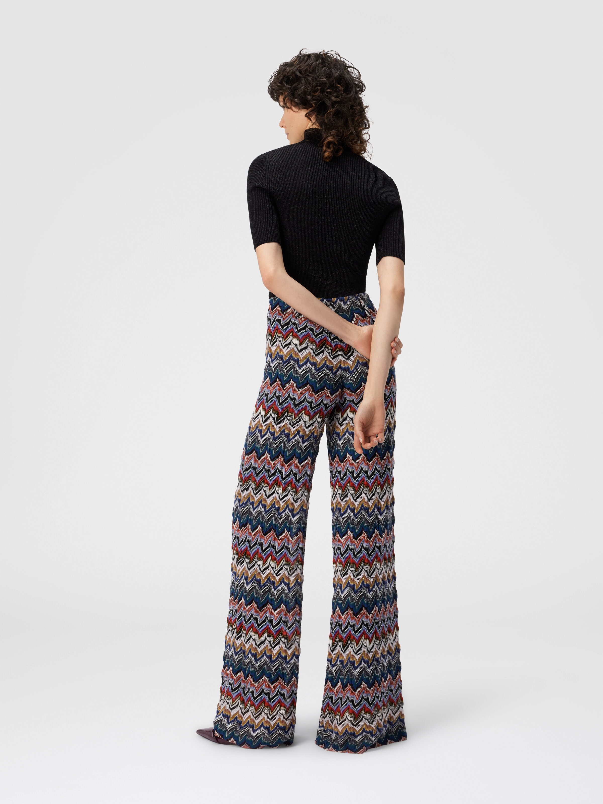 Palazzo Pants in Embroidered Lace, Multicoloured  - 2