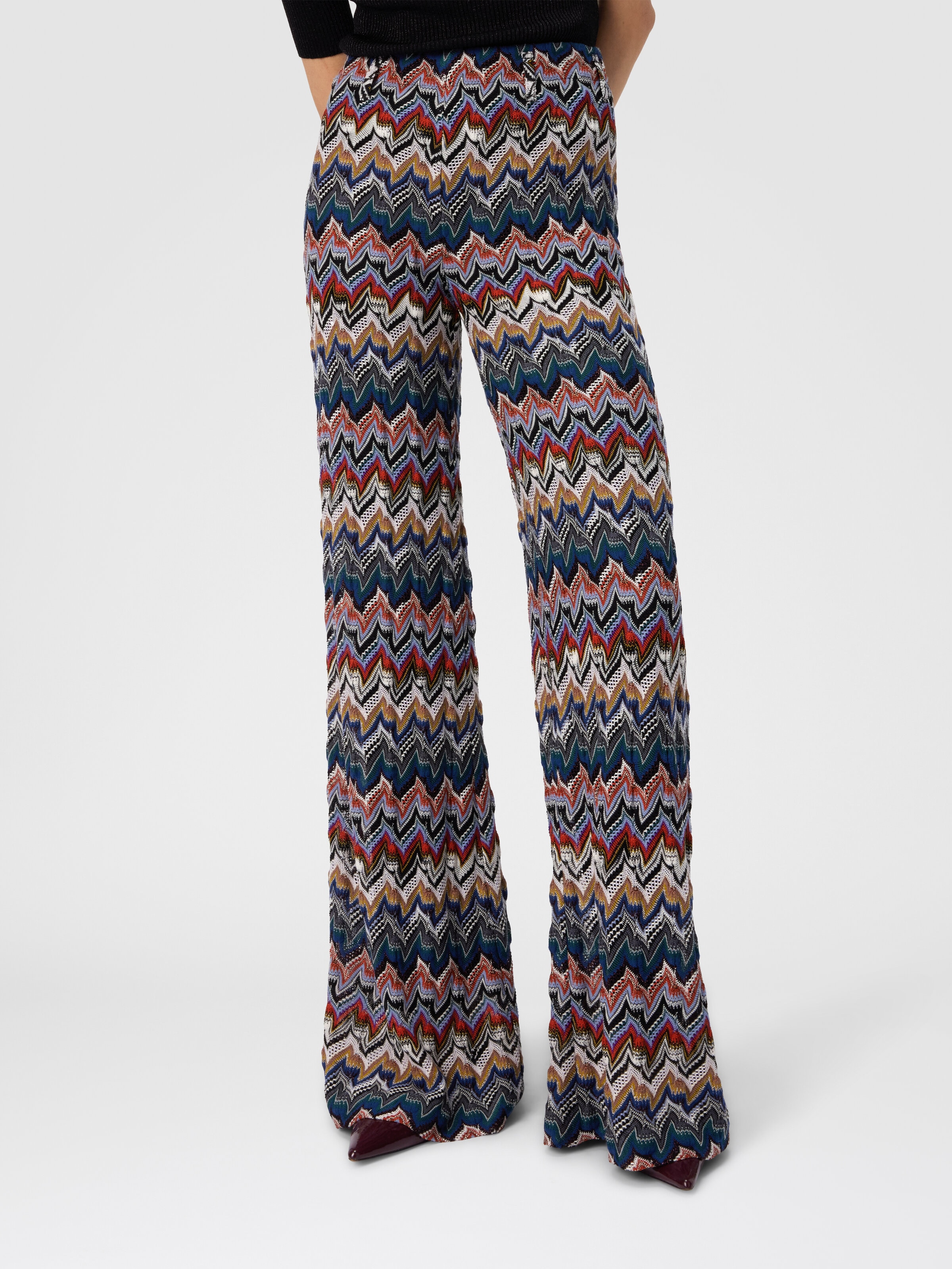 Palazzo Pants in Embroidered Lace, Multicoloured  - 3