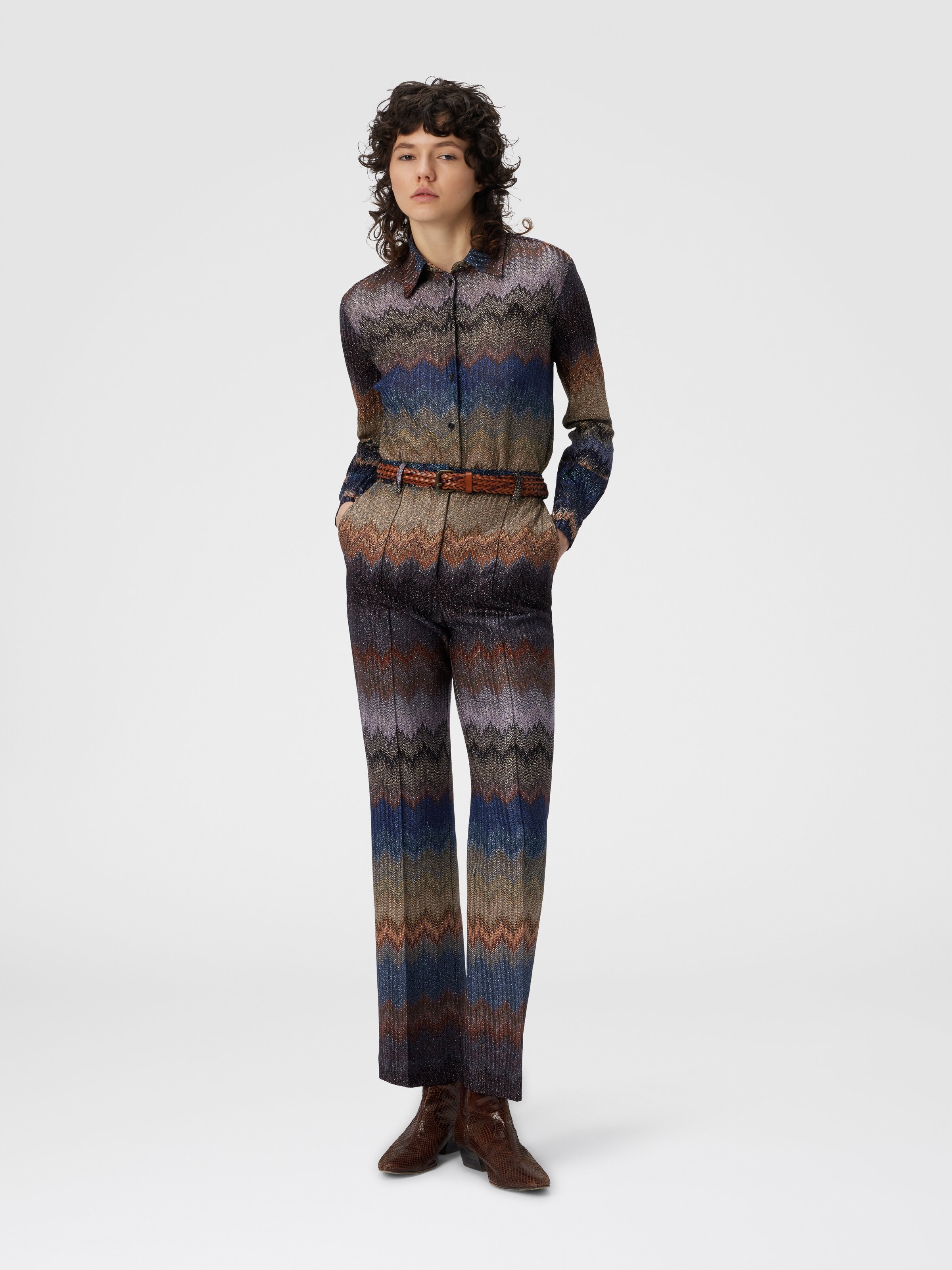 Trumpet Pants with Snake Pattern, Blue - 1