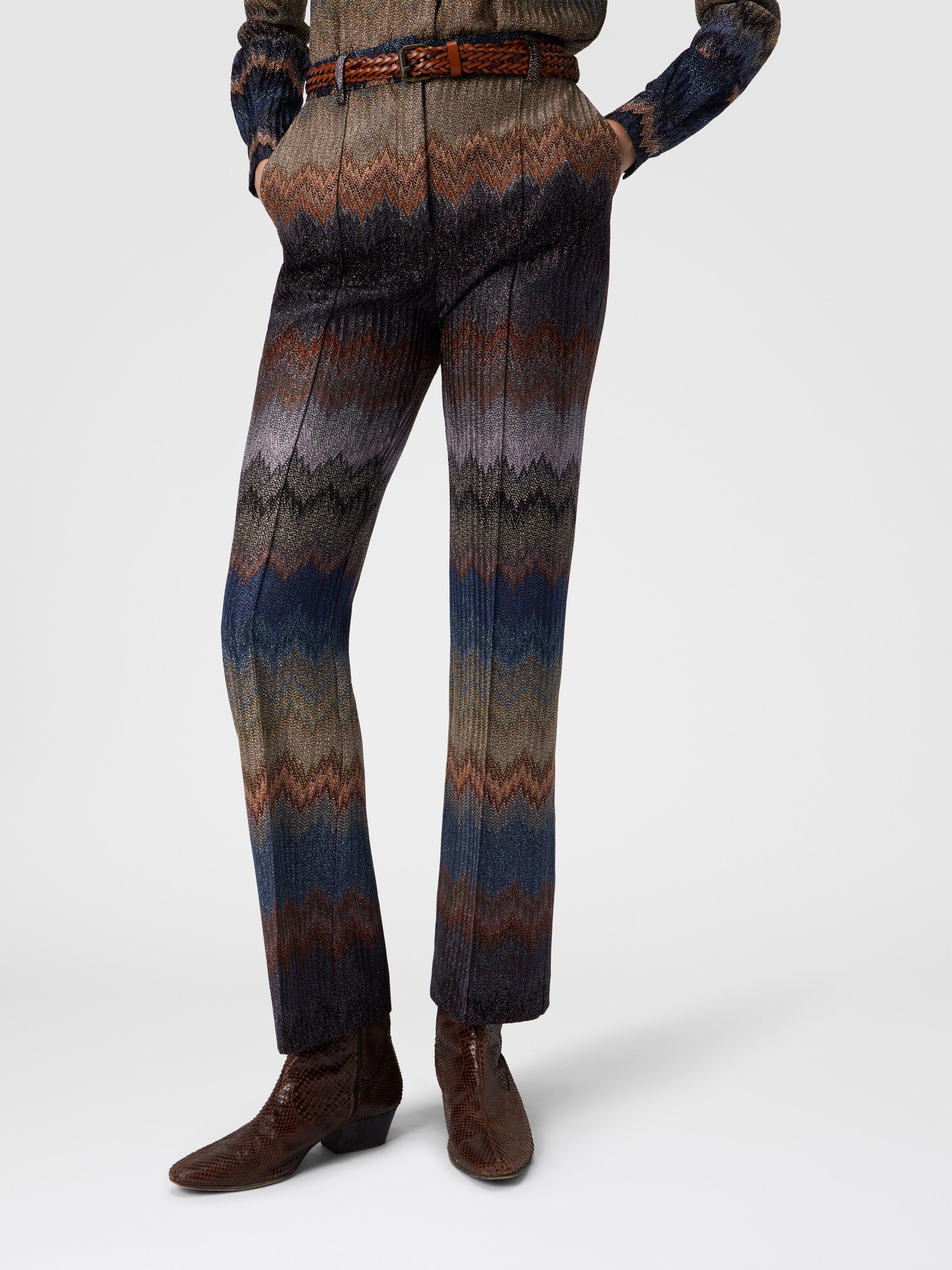 Trumpet Pants with Snake Pattern, Blue - 3