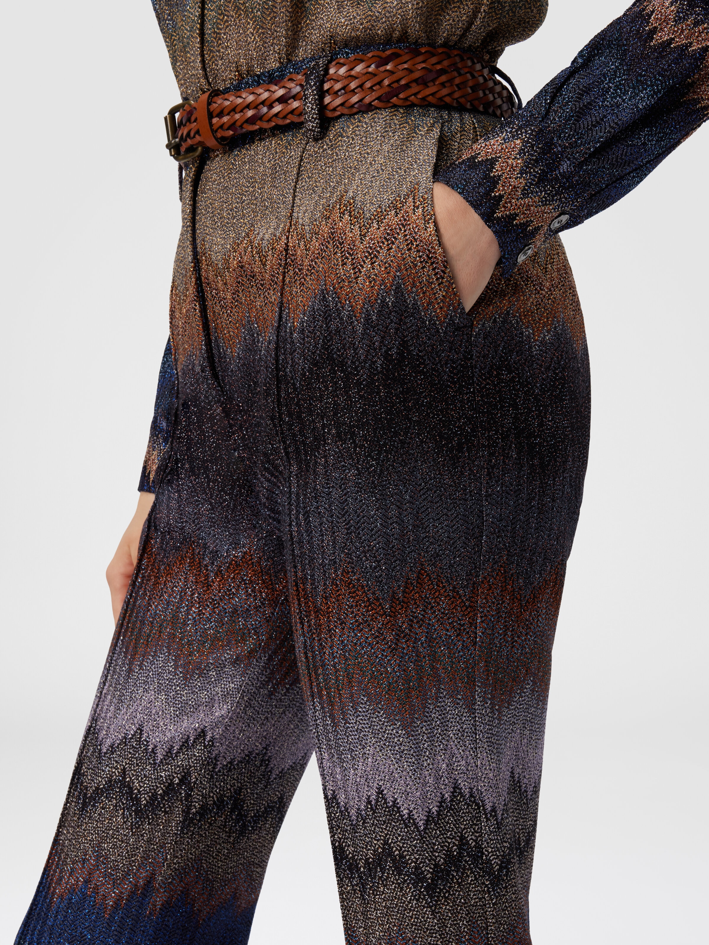 Trumpet Pants with Snake Pattern, Blue - 4