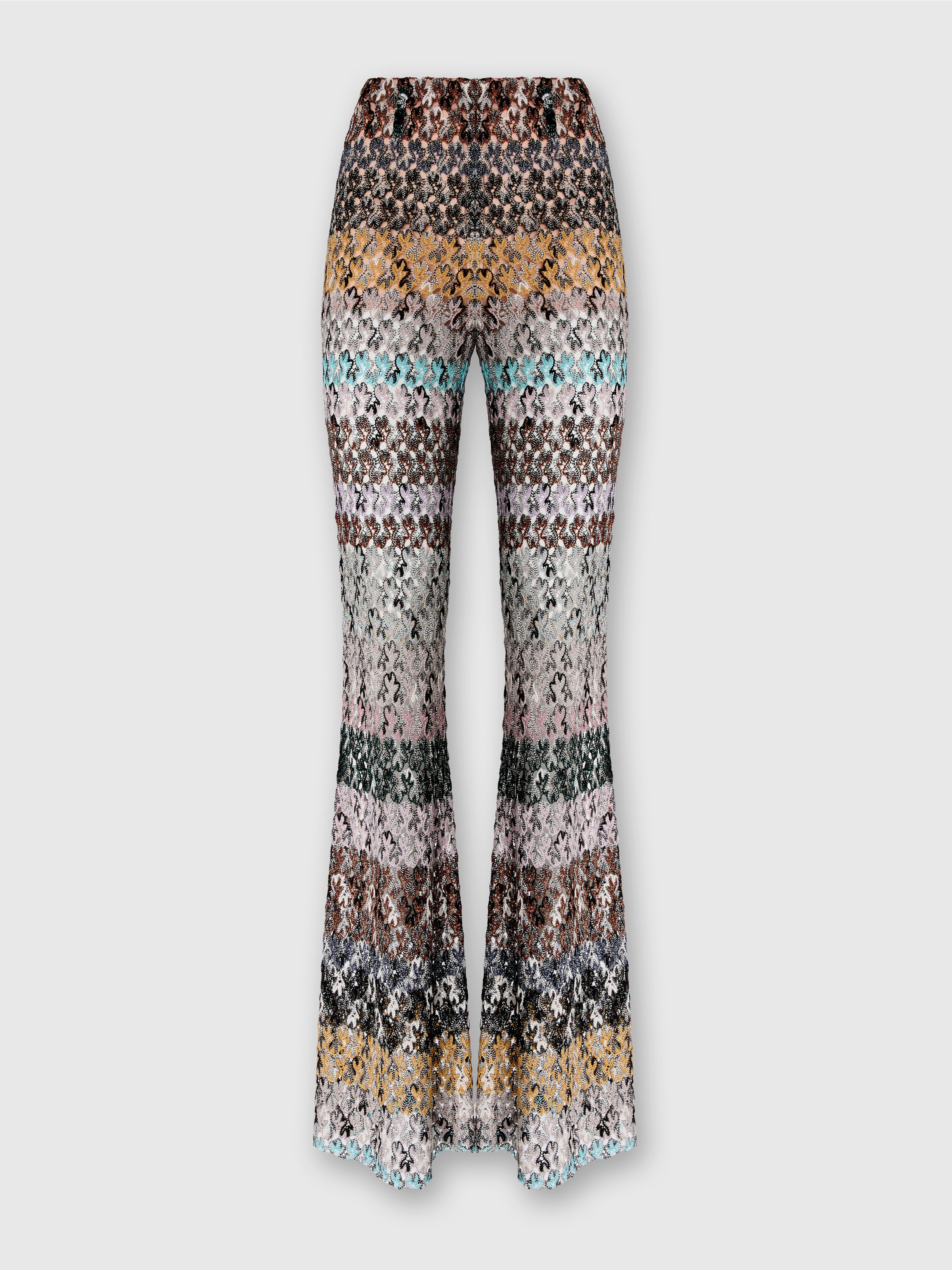 Flare Pants in Embroidered Lace, Multicoloured  - 0