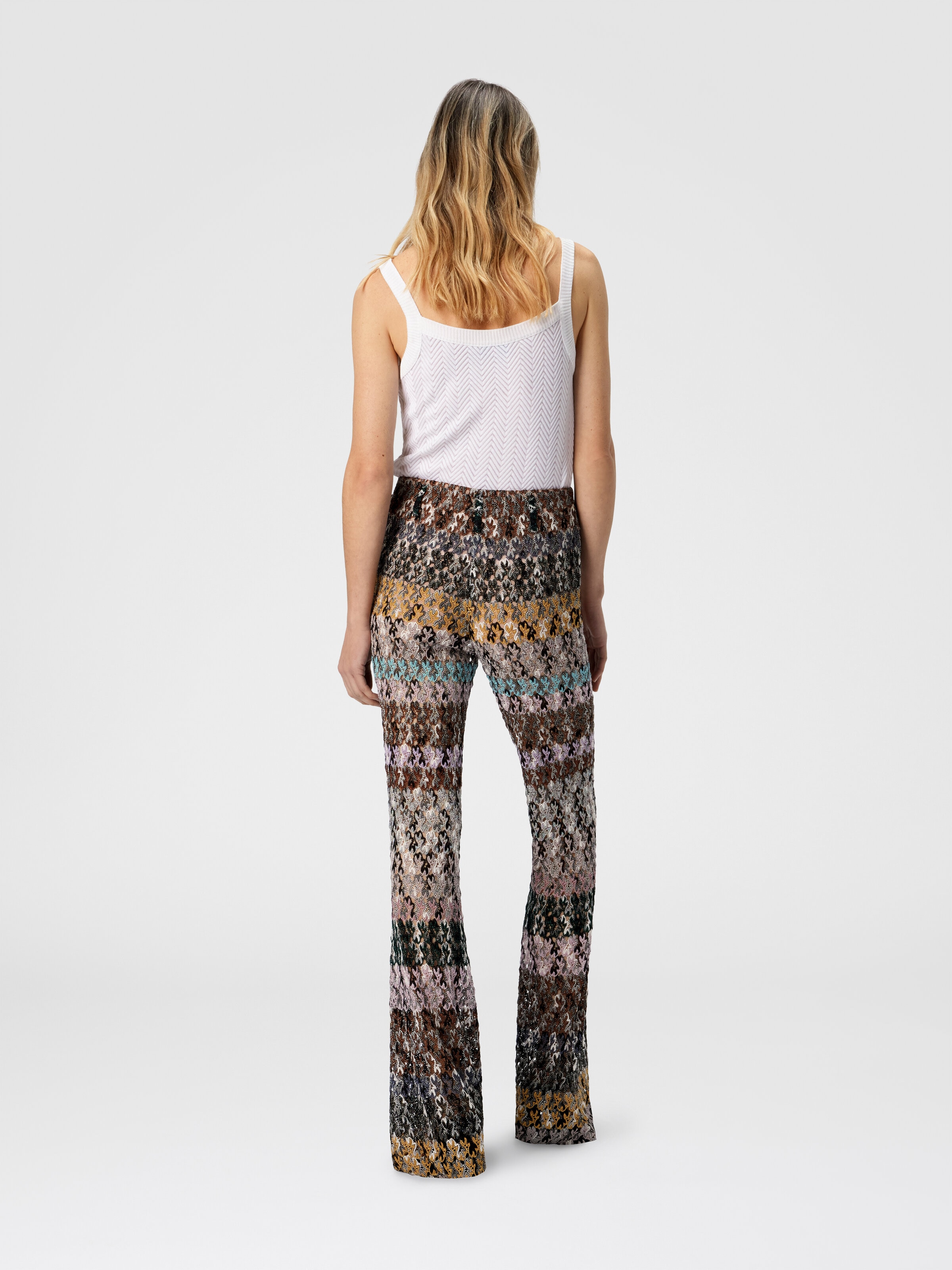 Flare Pants in Embroidered Lace, Multicoloured  - 2