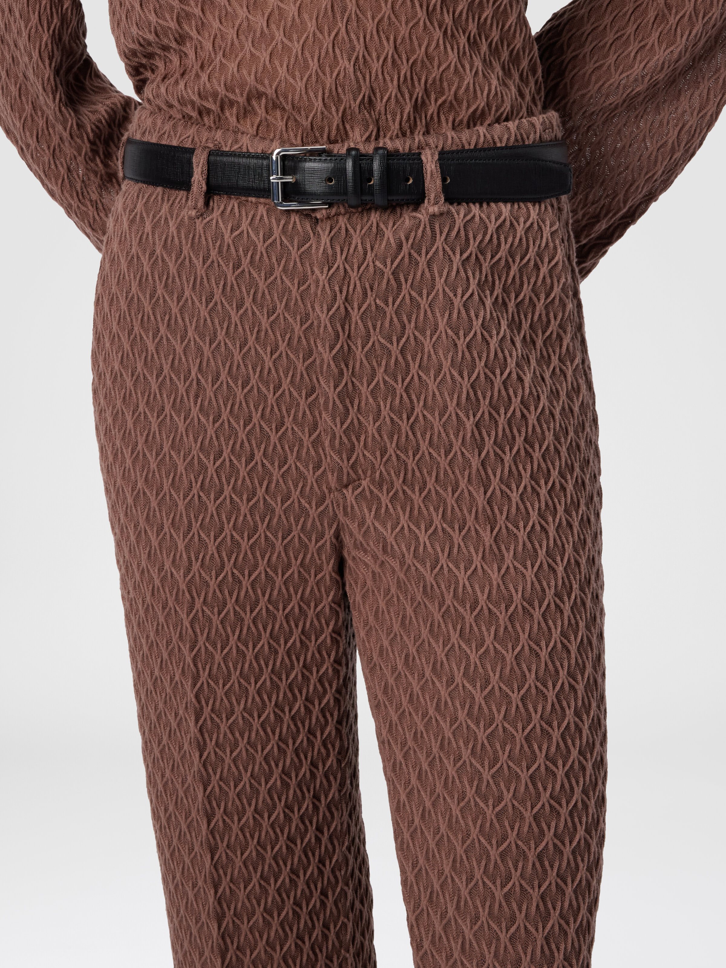 Pantalon fuselé en dentelle travaillée, Beige - 4