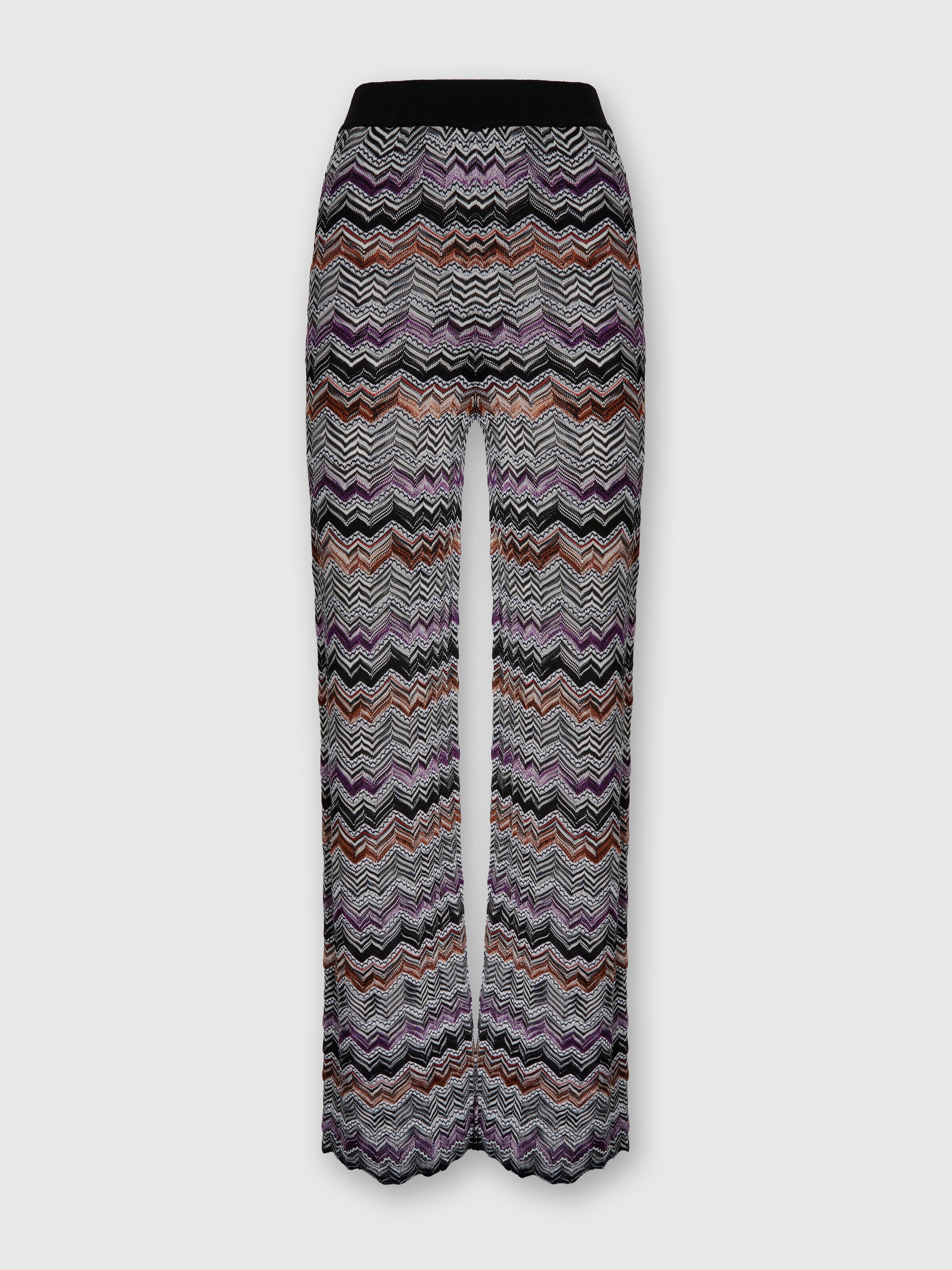Pantalone lungo dritto in maglia inglese, Multicolore  - 0