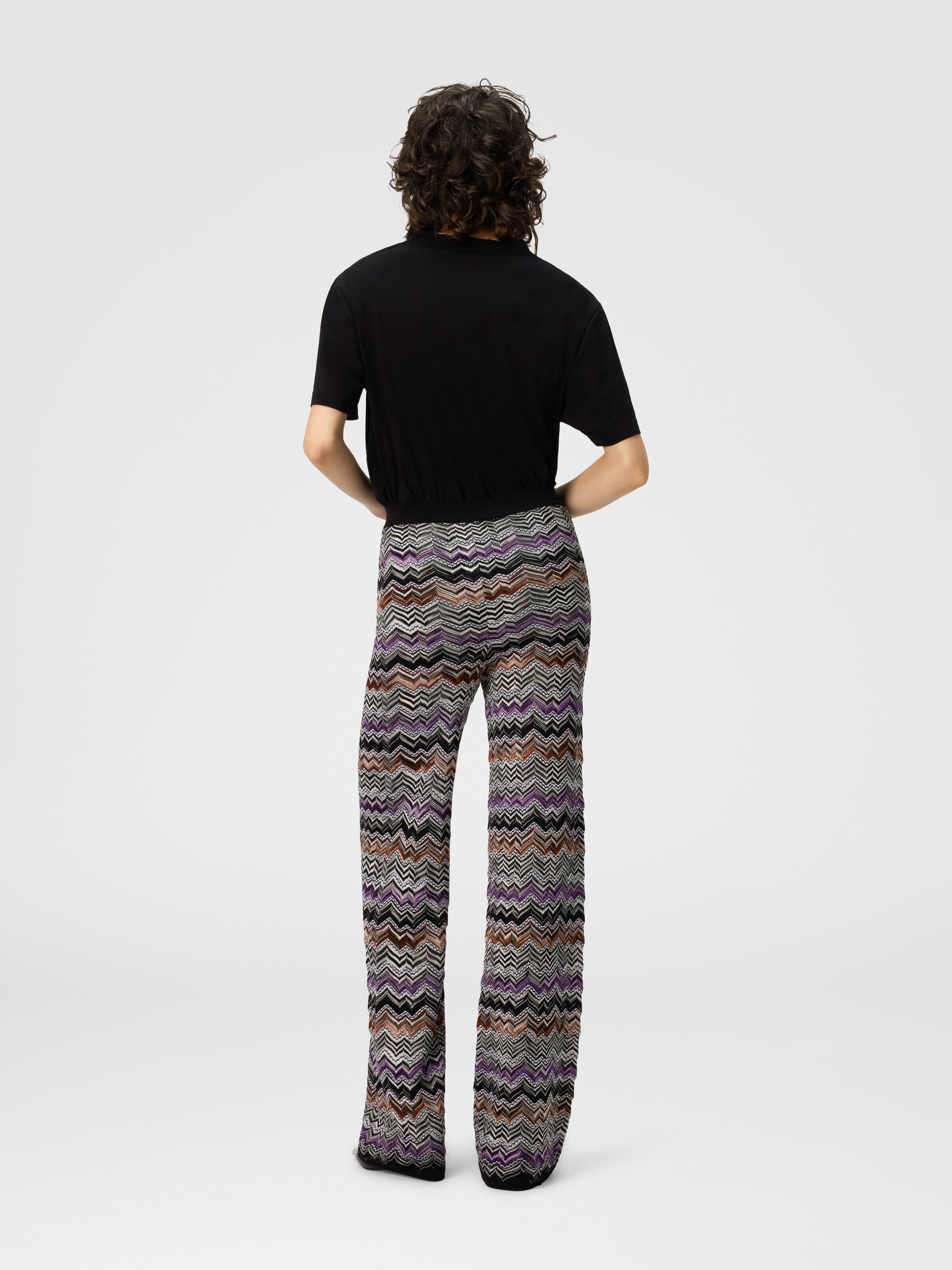 Pantalone lungo dritto in maglia inglese, Multicolore  - 2