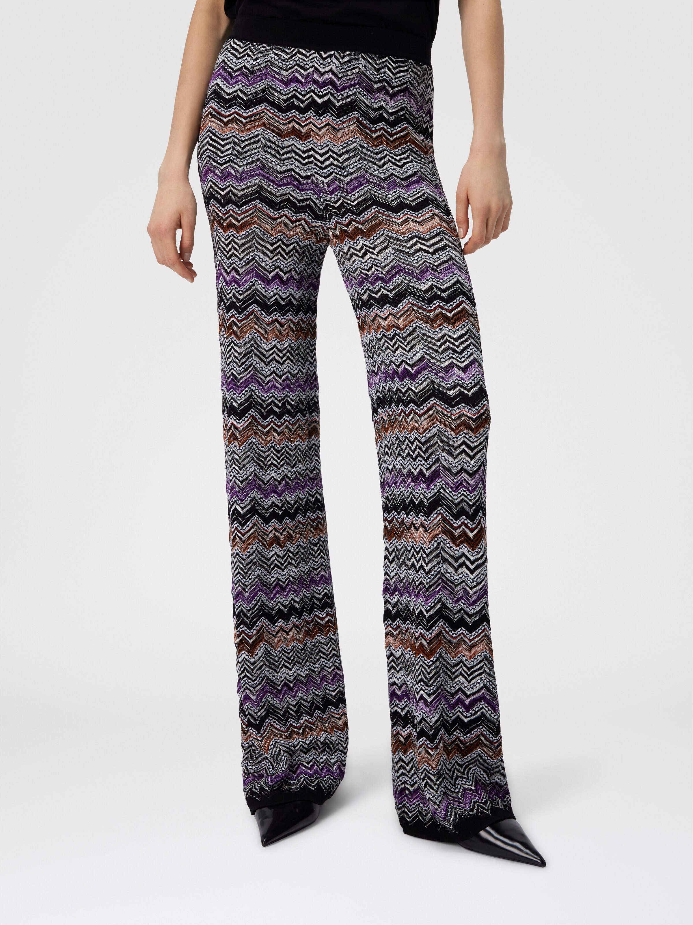 Pantalone lungo dritto in maglia inglese, Multicolore  - 3