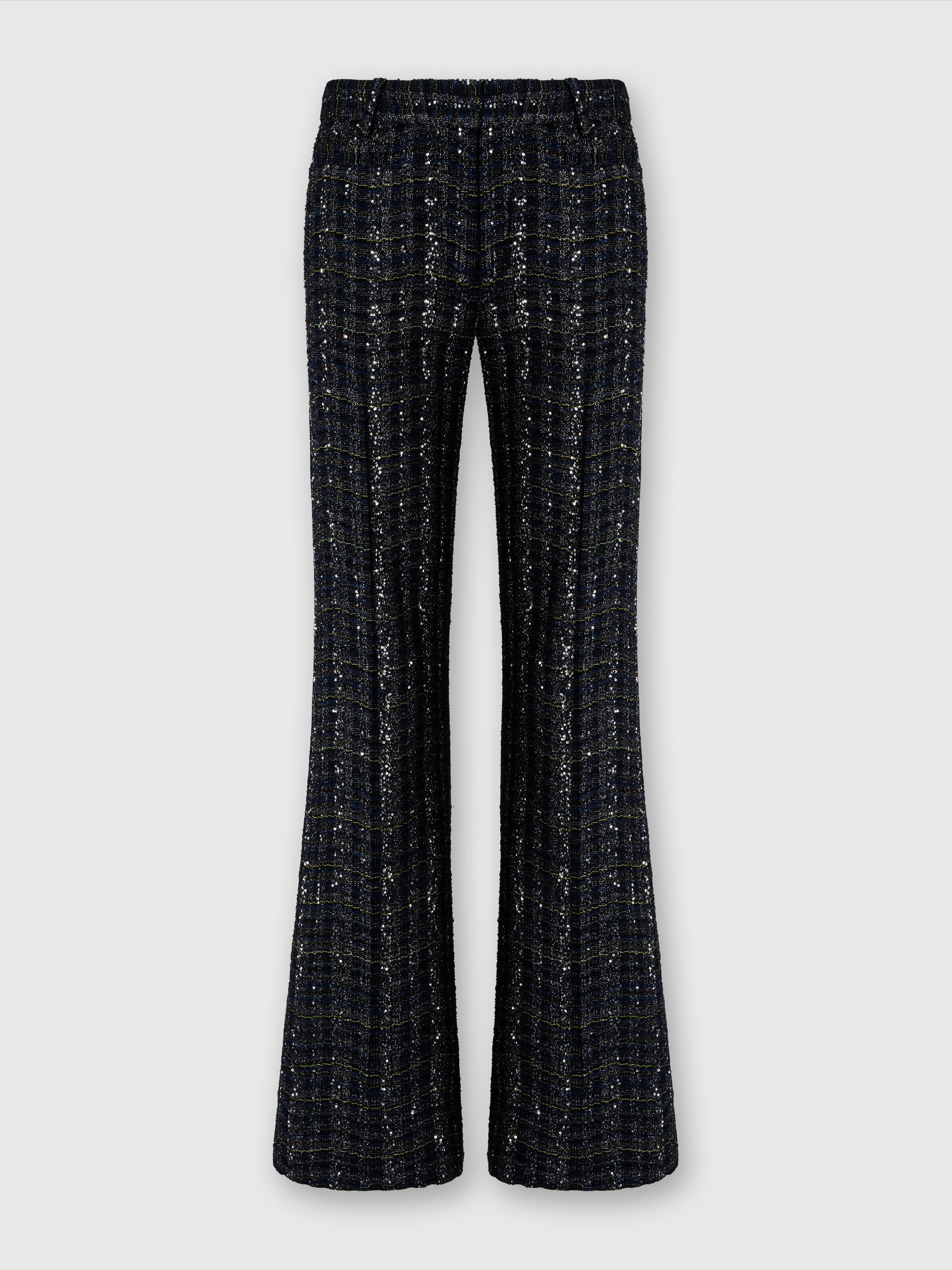 Men’s tailored check and wave pattern trousers, Blue - 0
