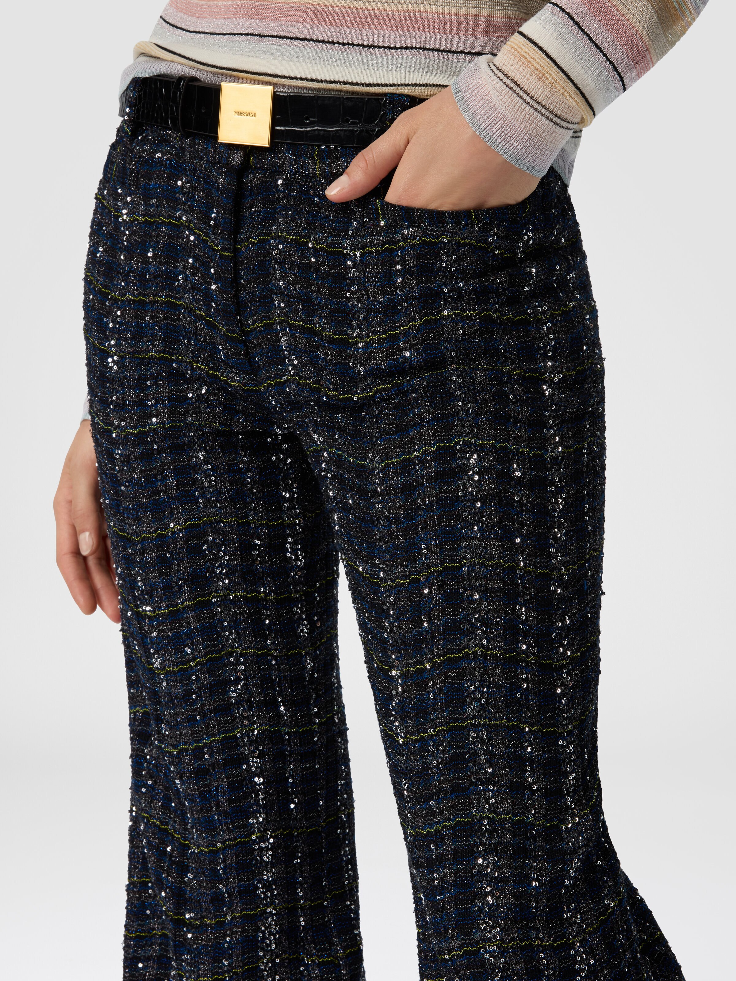Men’s tailored check and wave pattern trousers, Blue - 3