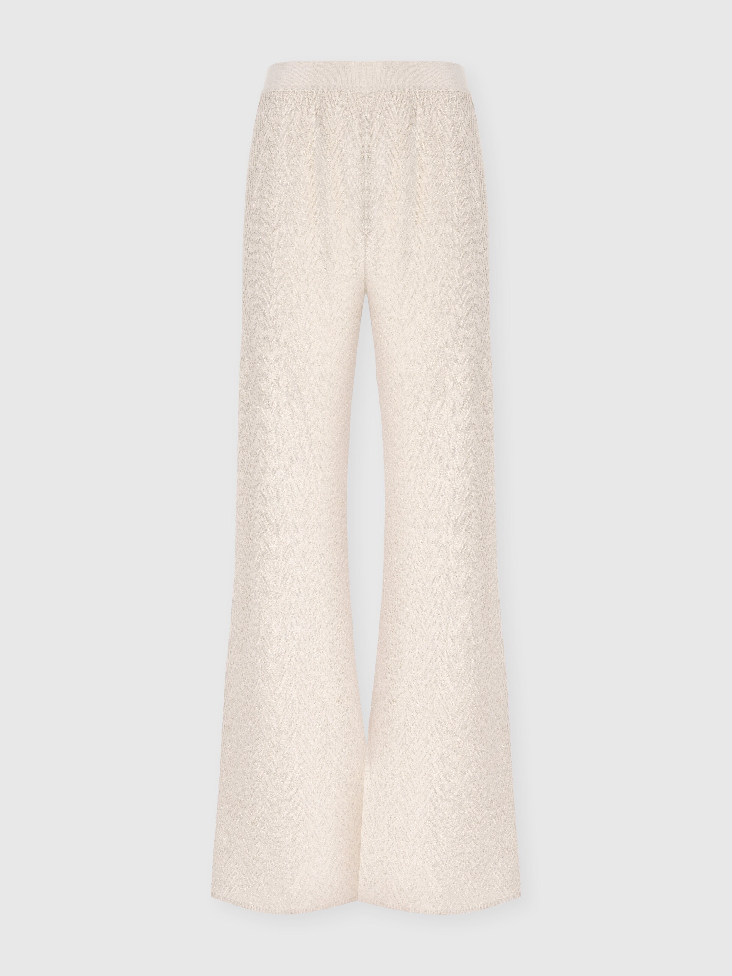 Chevron lamé knit trousers, Beige - 0
