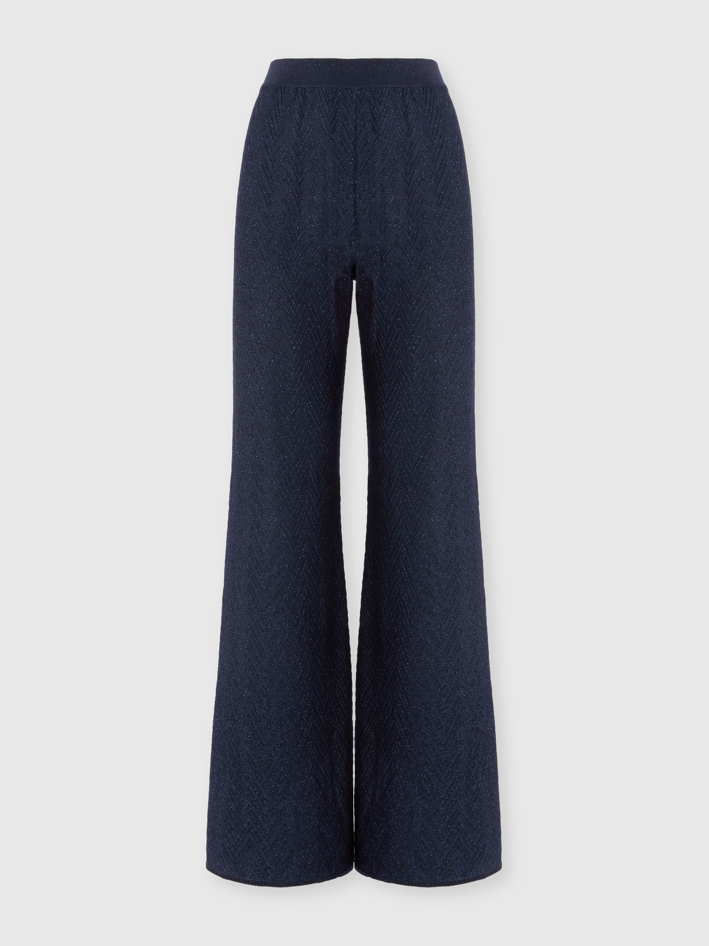 Chevron lamé knit trousers, Blue - 0