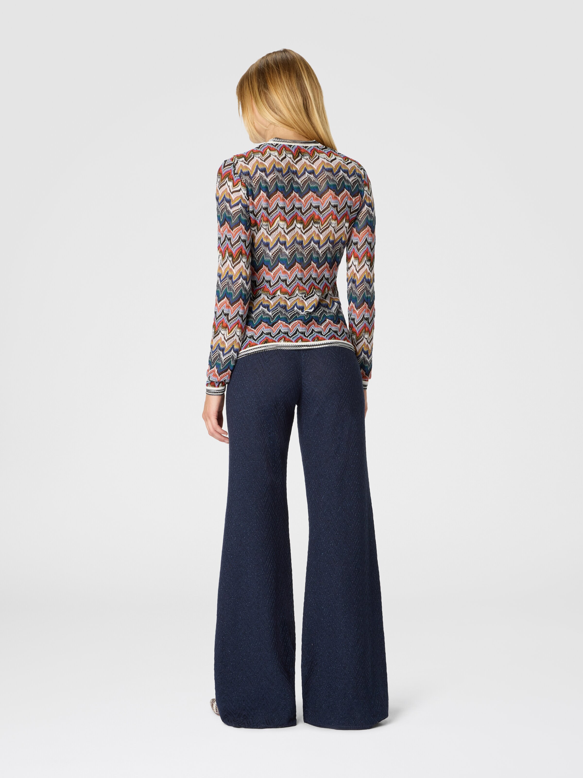 Chevron lamé knit trousers, Blue - 2