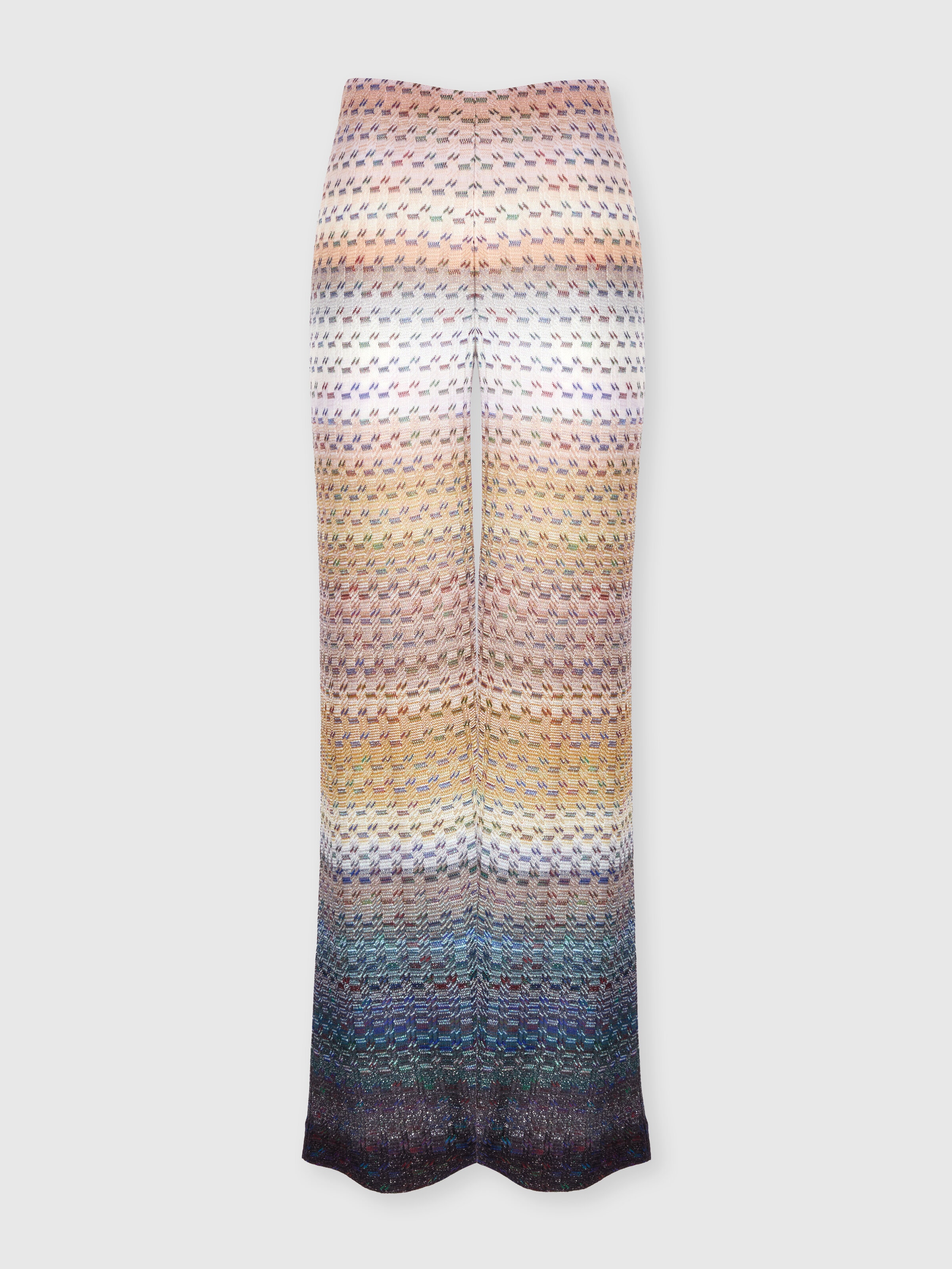 Pantalone palazzo in chevron, Blu - 0