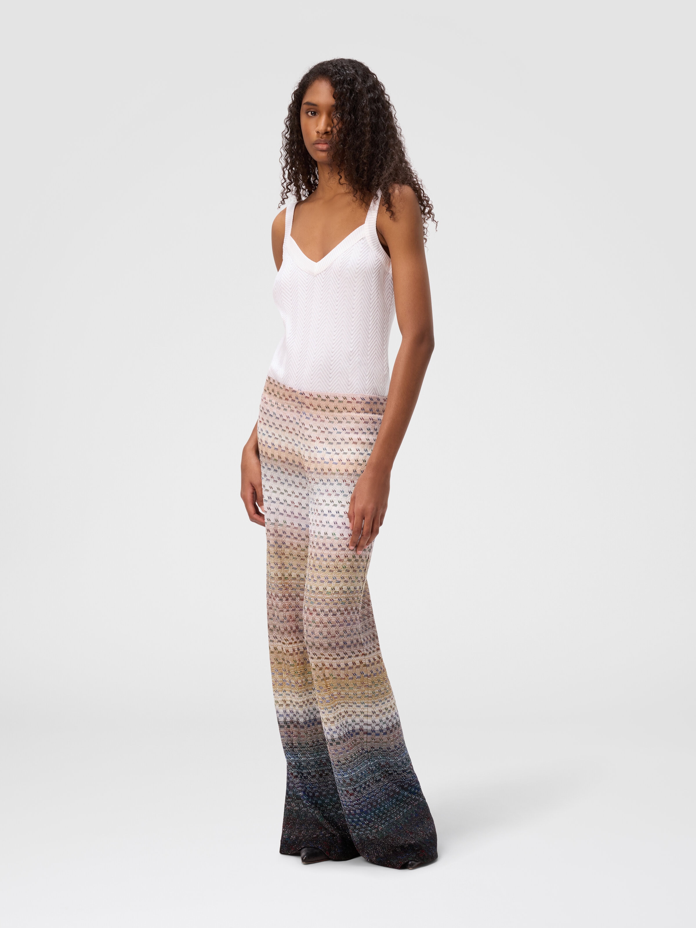 Pantalone palazzo in chevron, Blu - 1