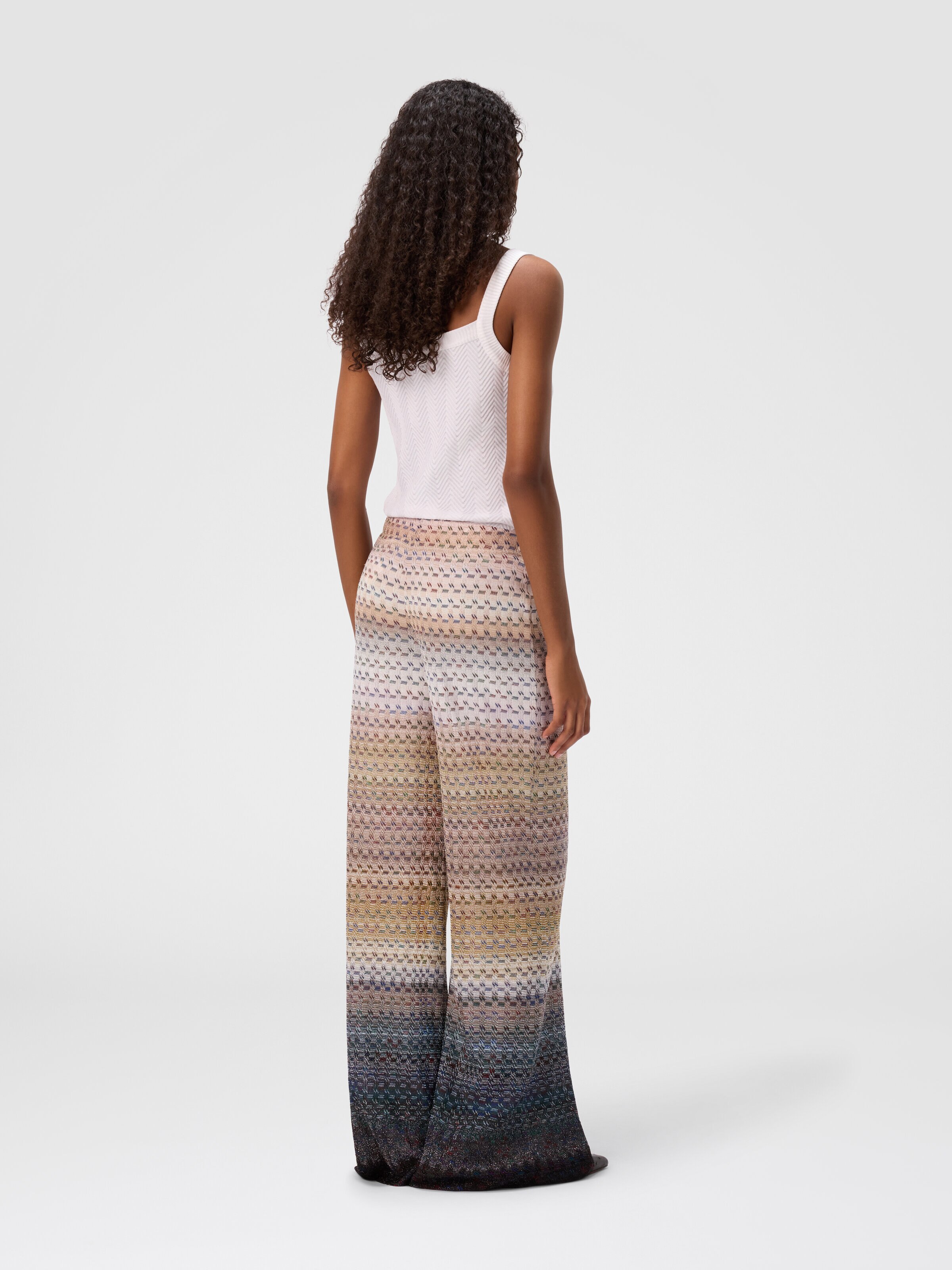 Pantalone palazzo in chevron, Blu - 2