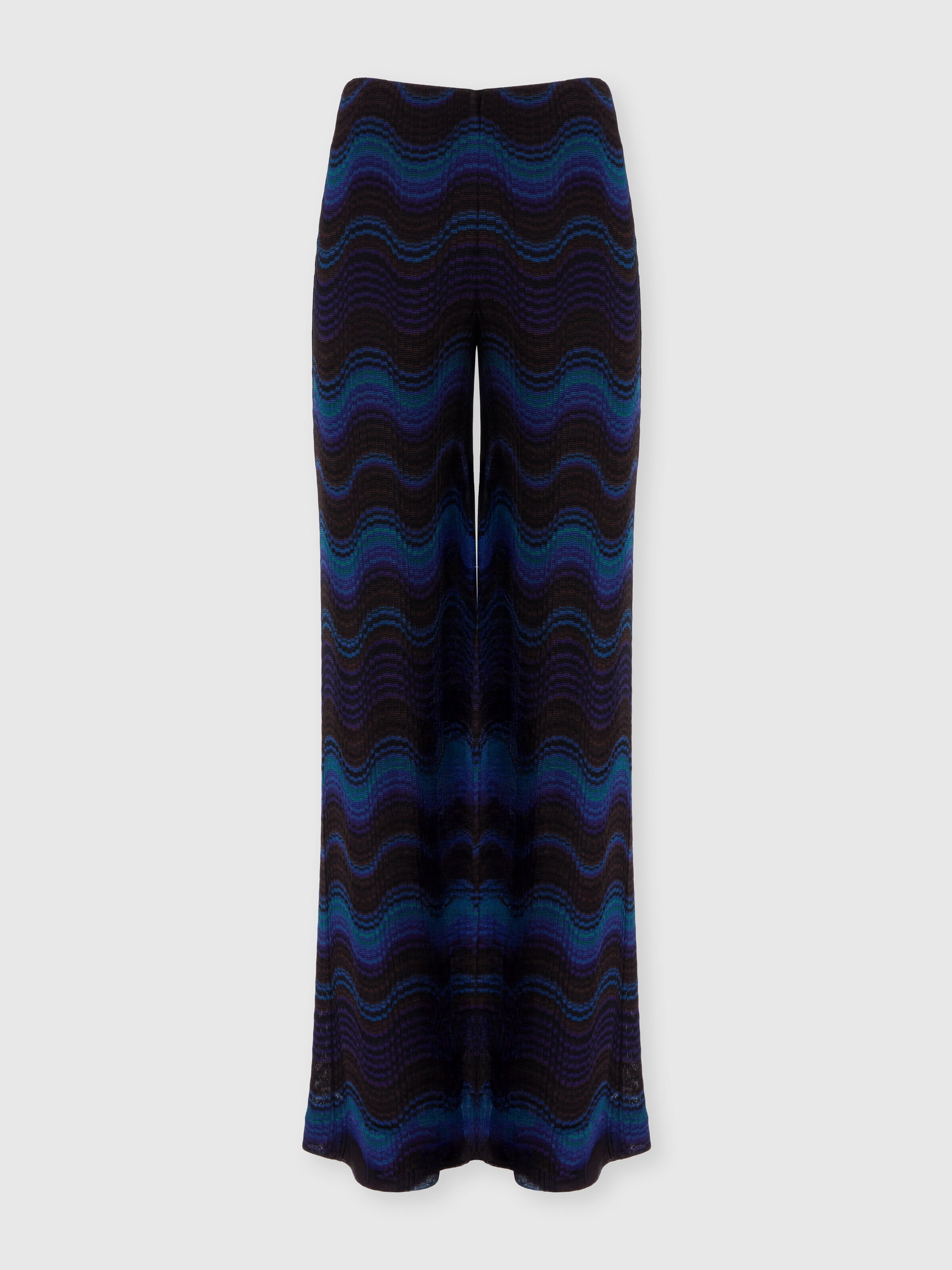 Pantalon palazzo avec motif ondulé, Jaune & Brun - 0