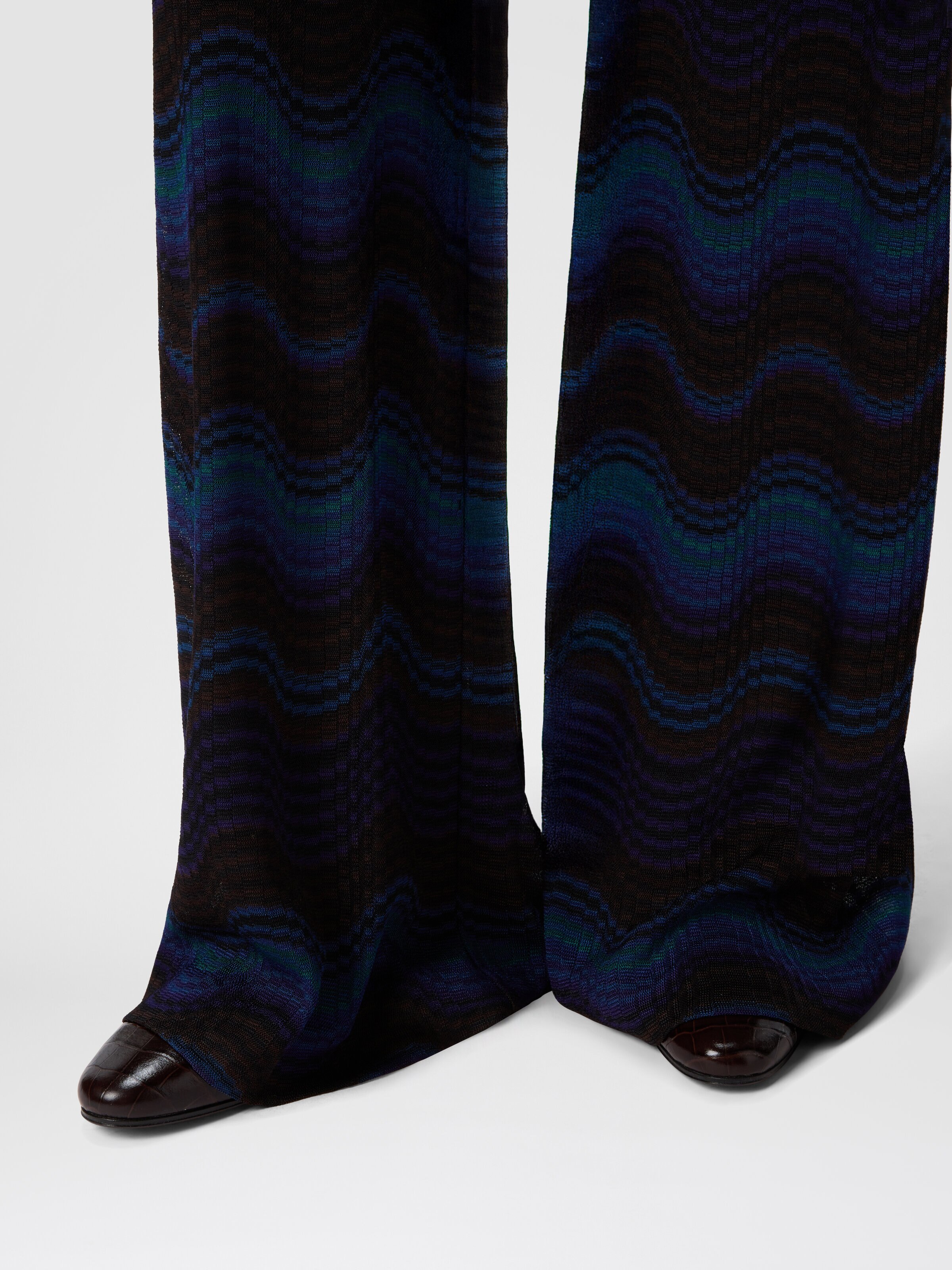 Pantalon palazzo avec motif ondulé, Jaune & Brun - 3