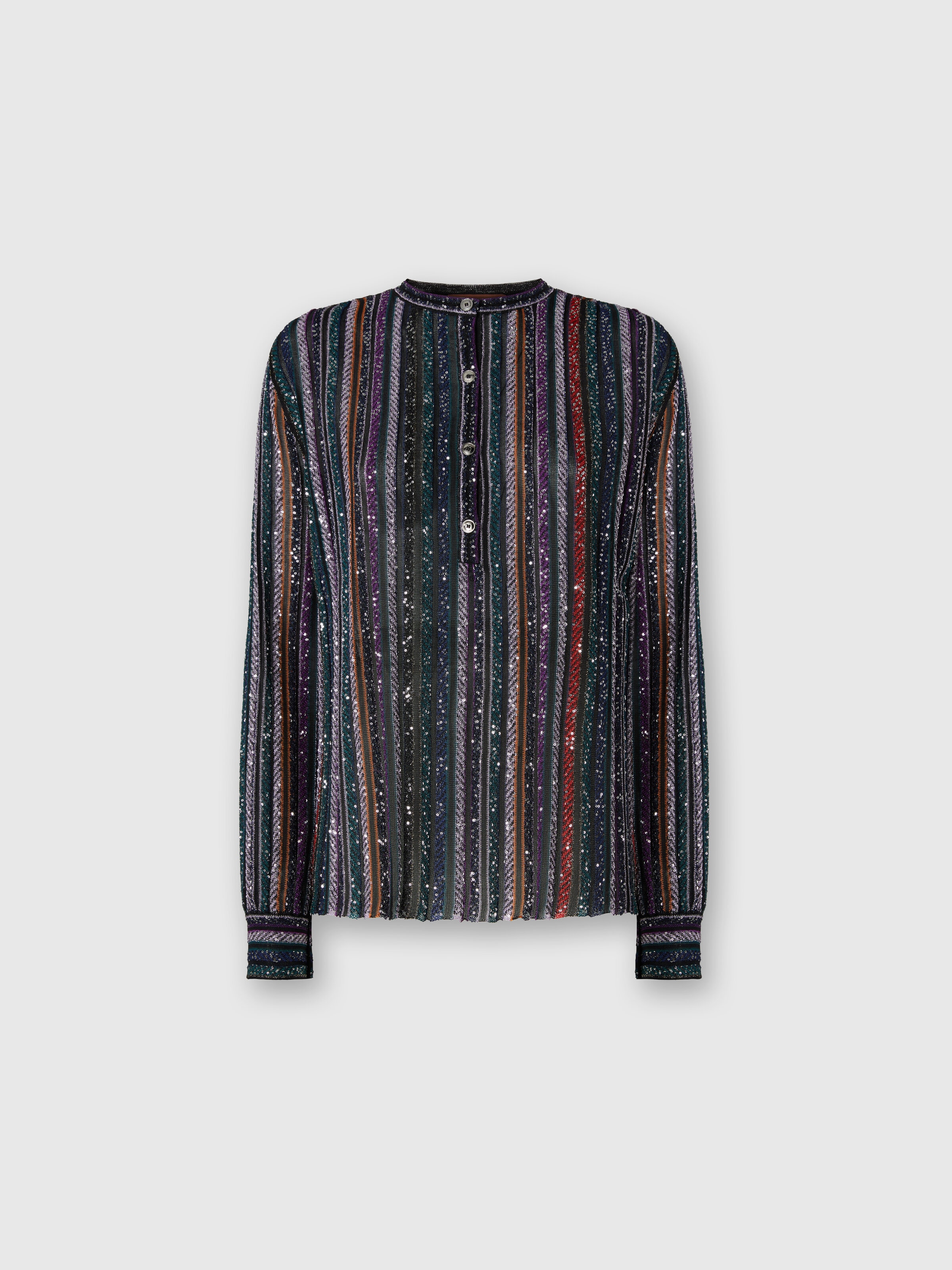 Blusa serafino con collo alla coreana, Multicolore  - 0