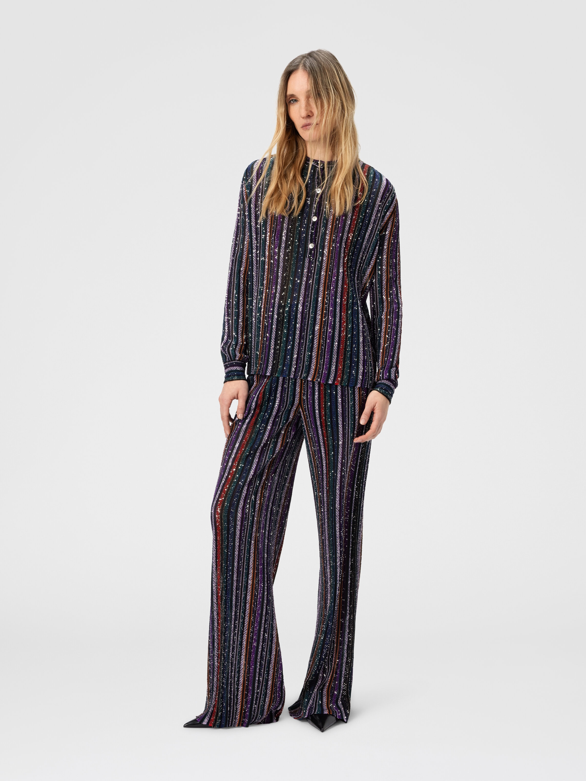 Blusa serafino con collo alla coreana, Multicolore  - 1