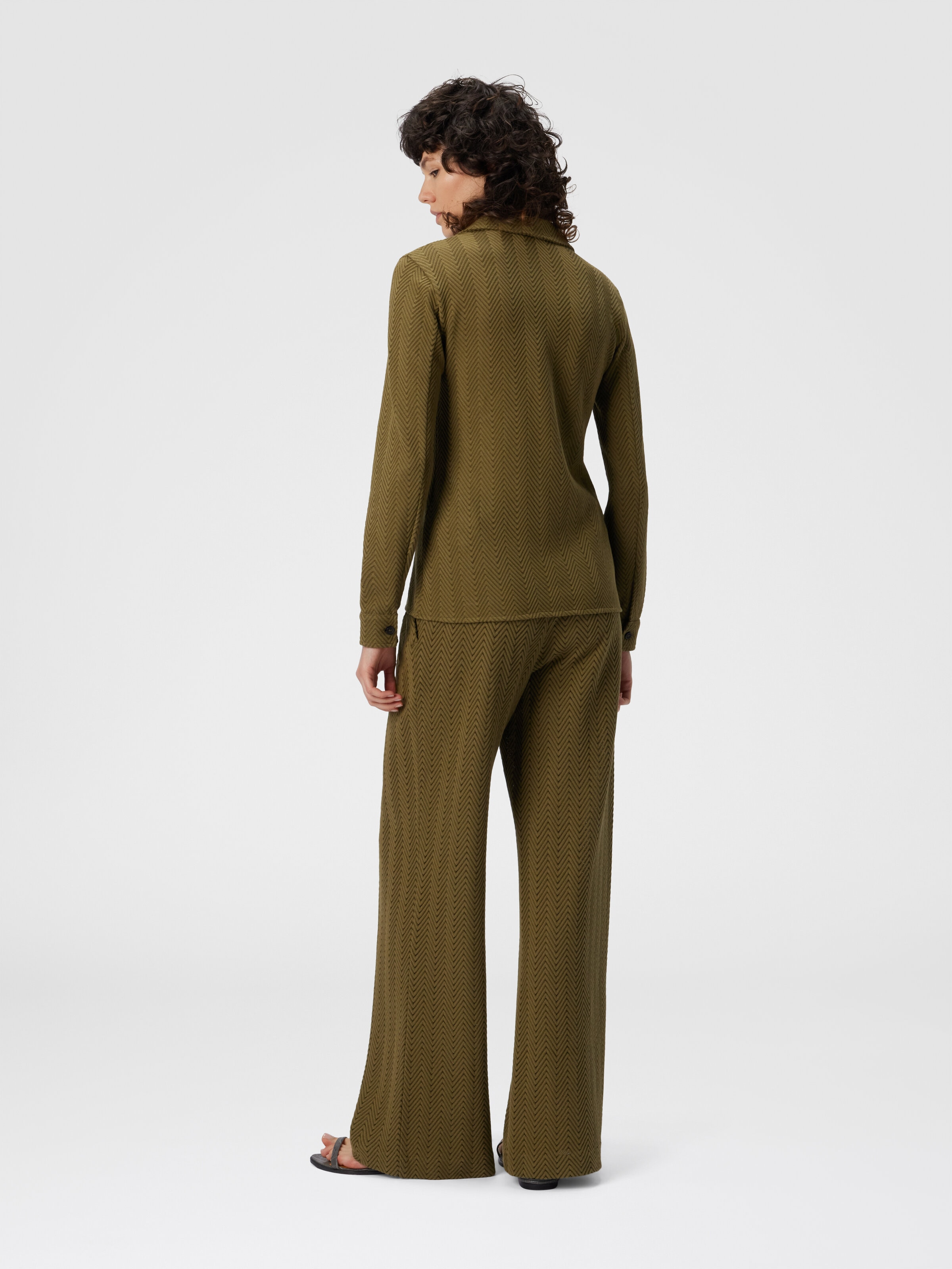Camicia slim con motivo zig zag, Verde - 2