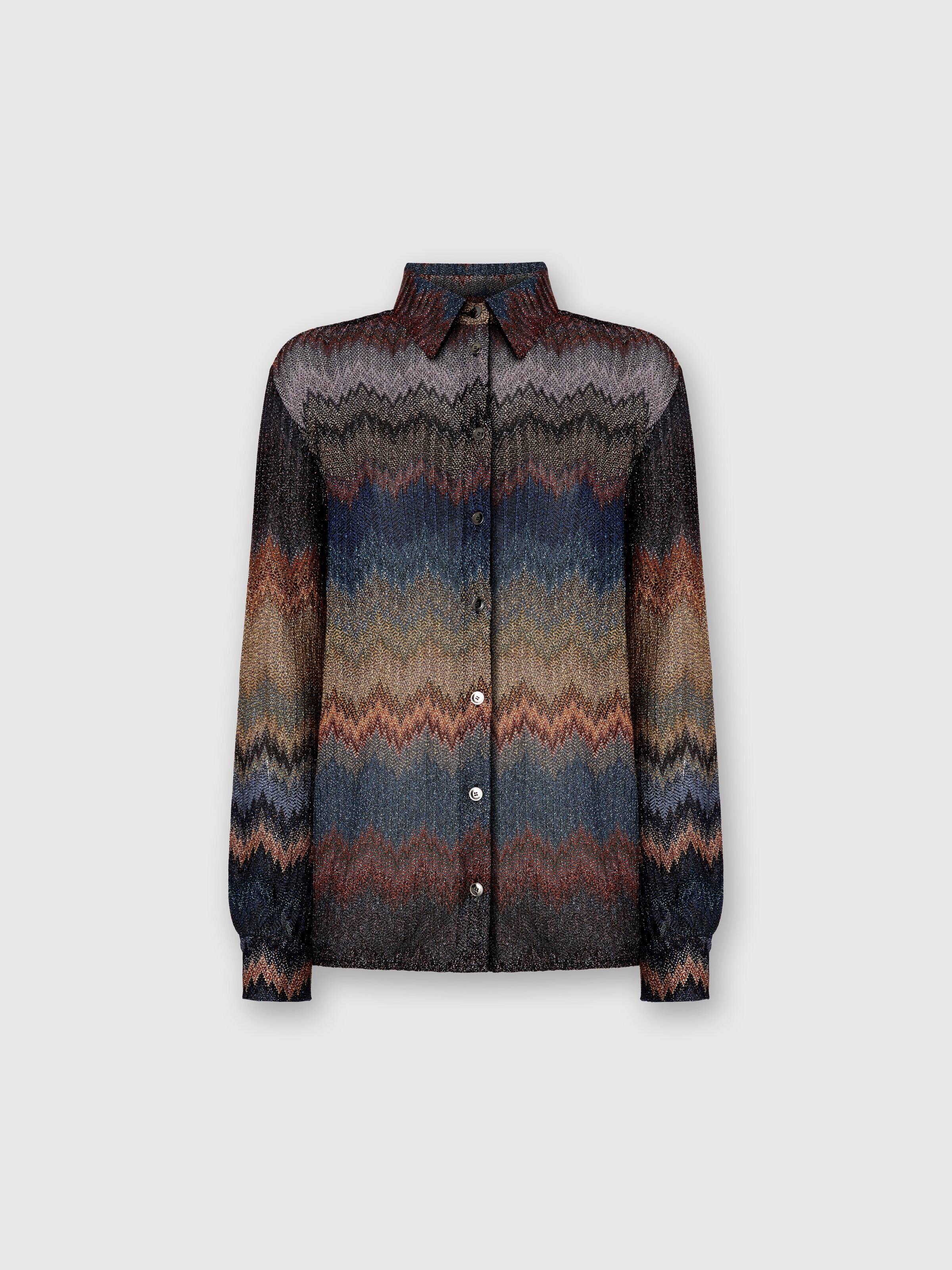 Viscose Shirt with Snake Pattern, Blue - 0