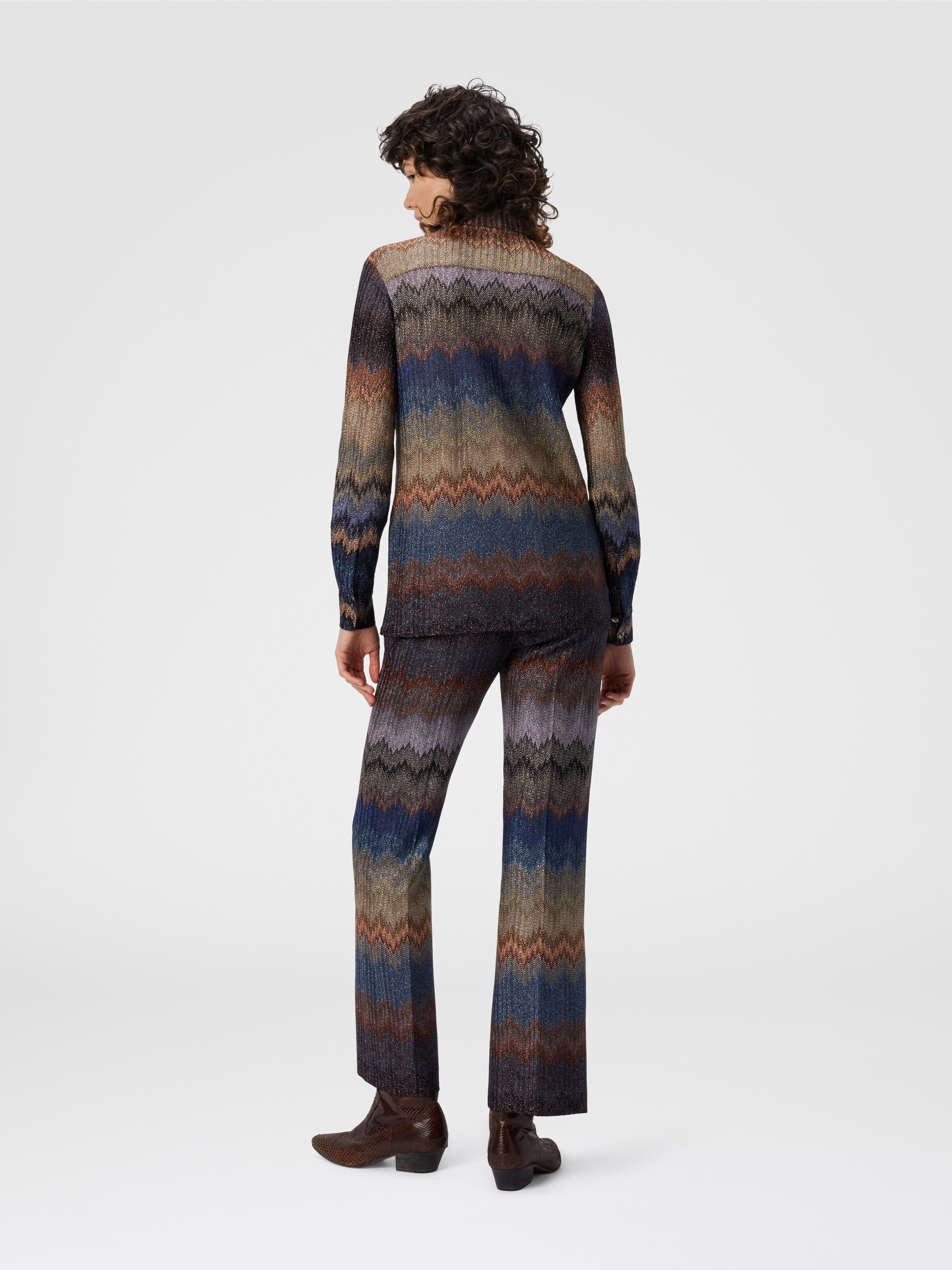 Viscose Shirt with Snake Pattern, Blue - 2