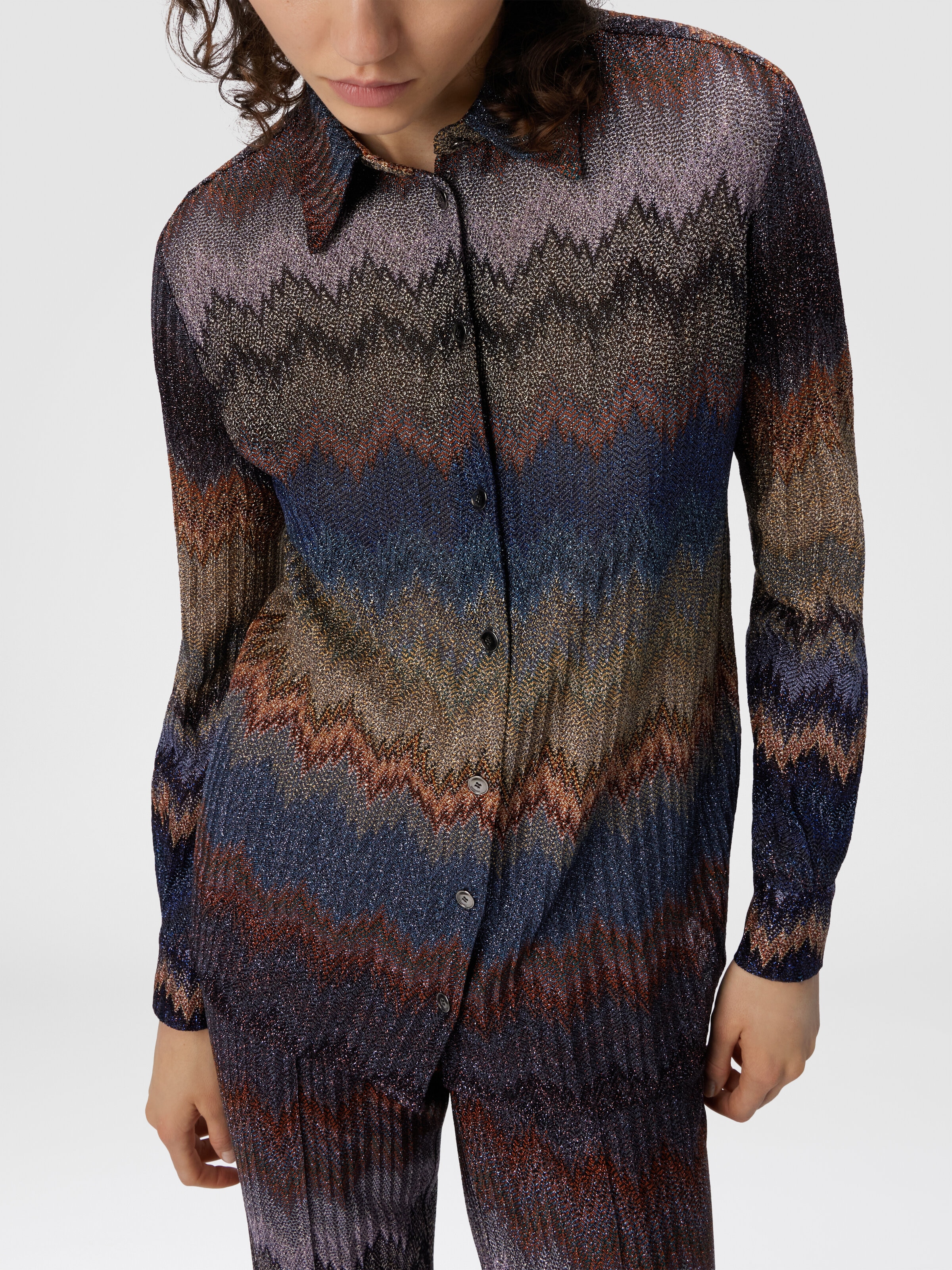 Viscose Shirt with Snake Pattern, Blue - 3
