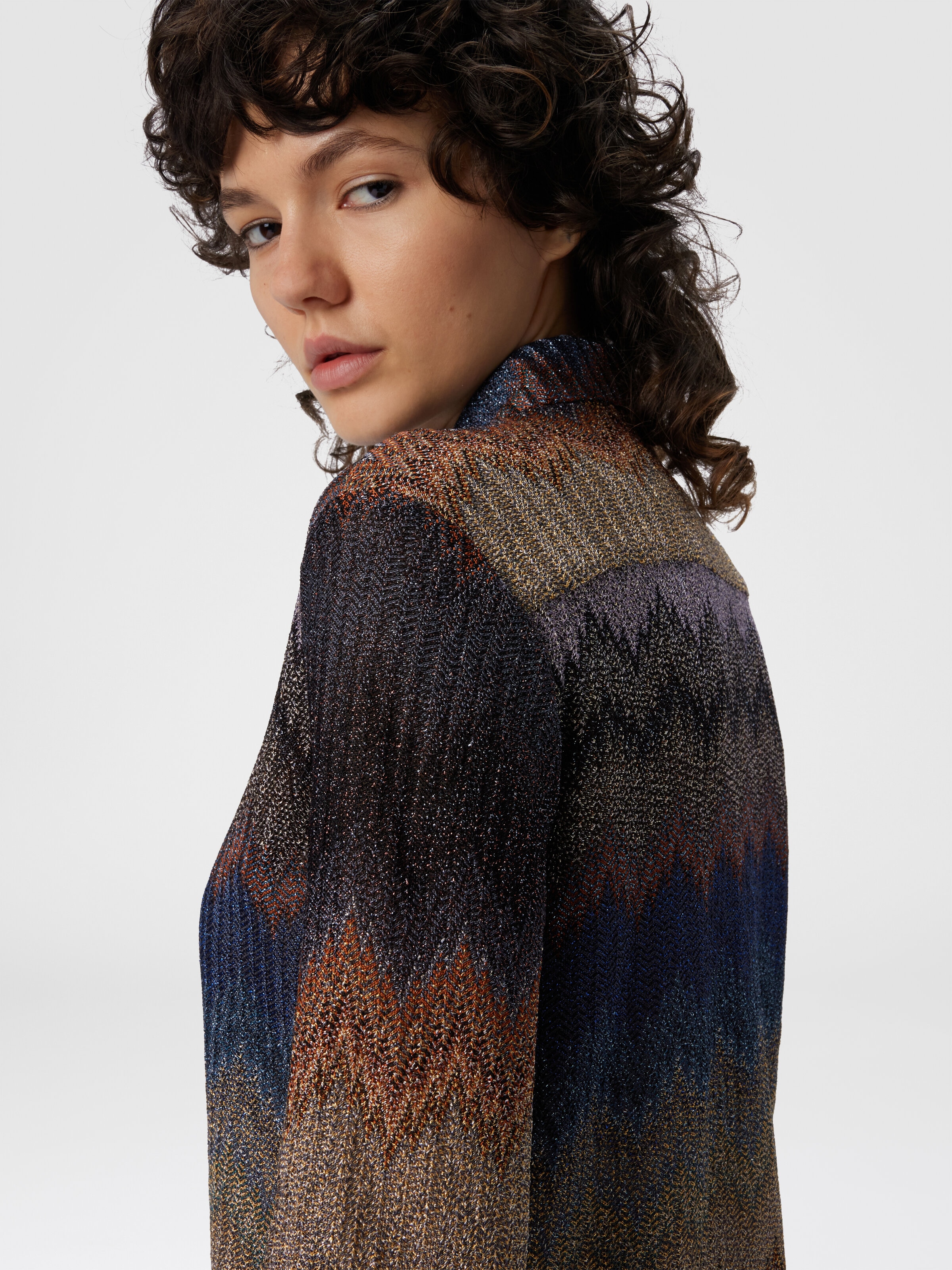 Viscose Shirt with Snake Pattern, Blue - 4