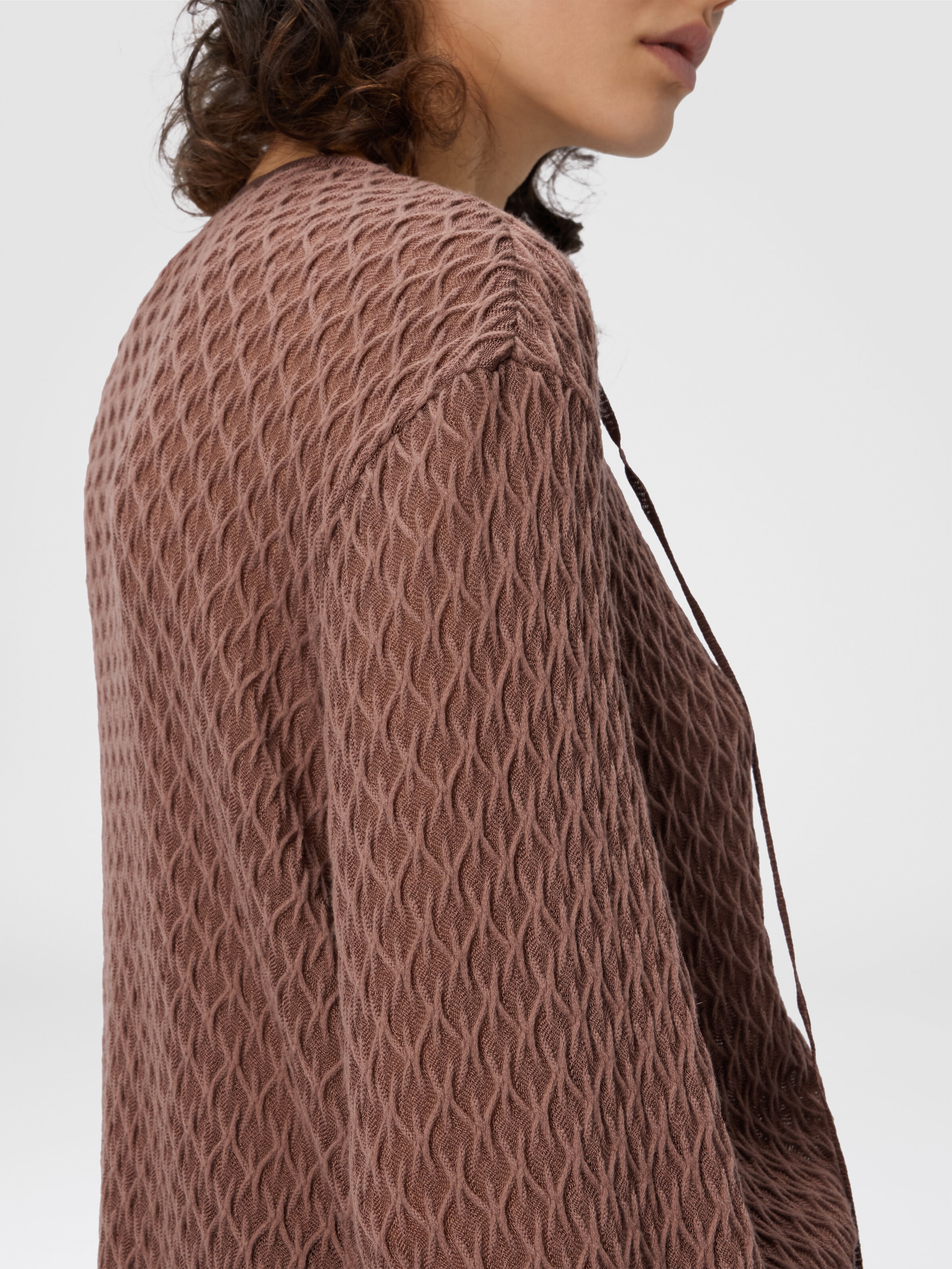 Crew Neck Blouse in Wool Blend, Beige - 4