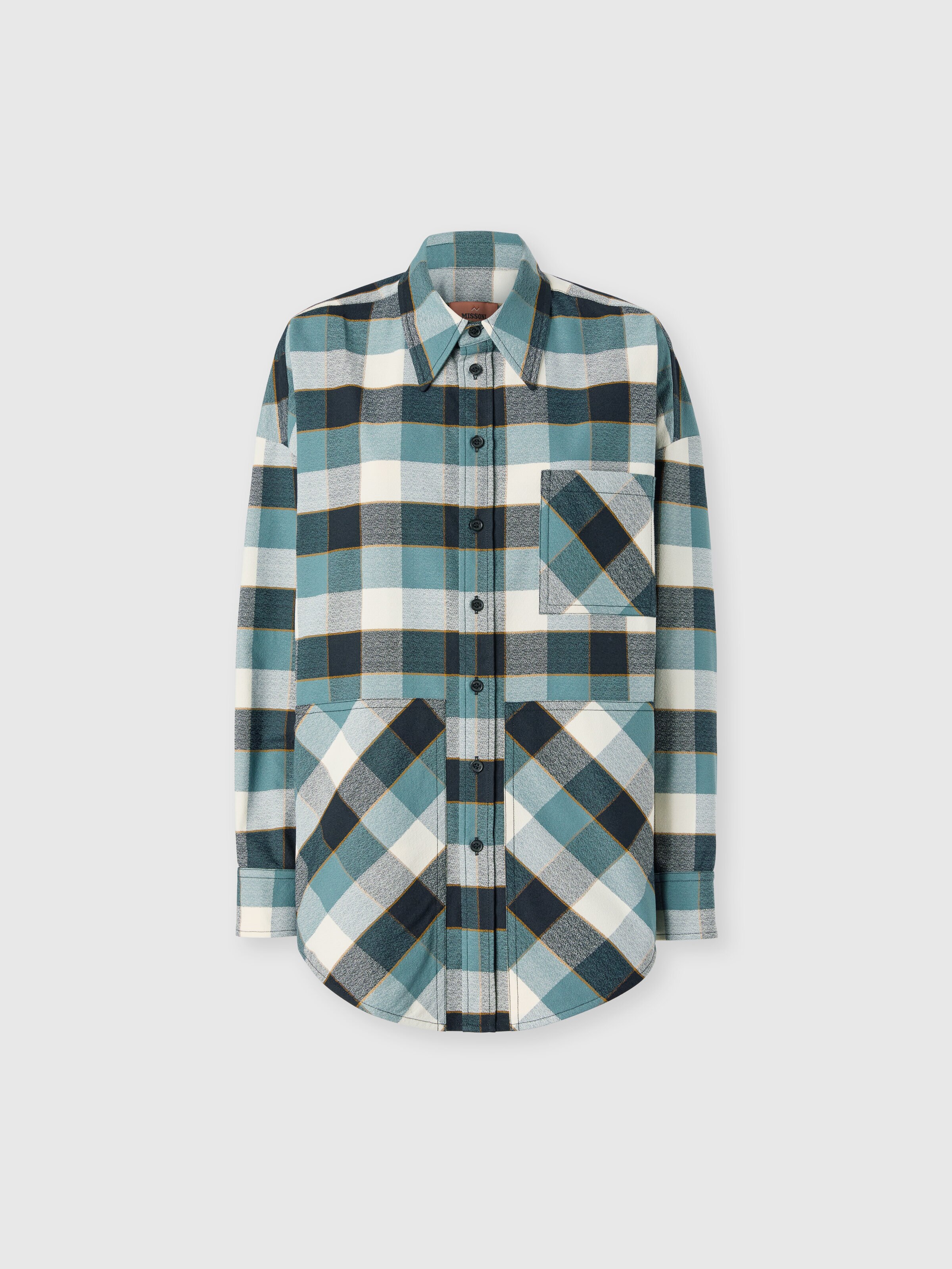 Oversized check shirt, Blue - 0