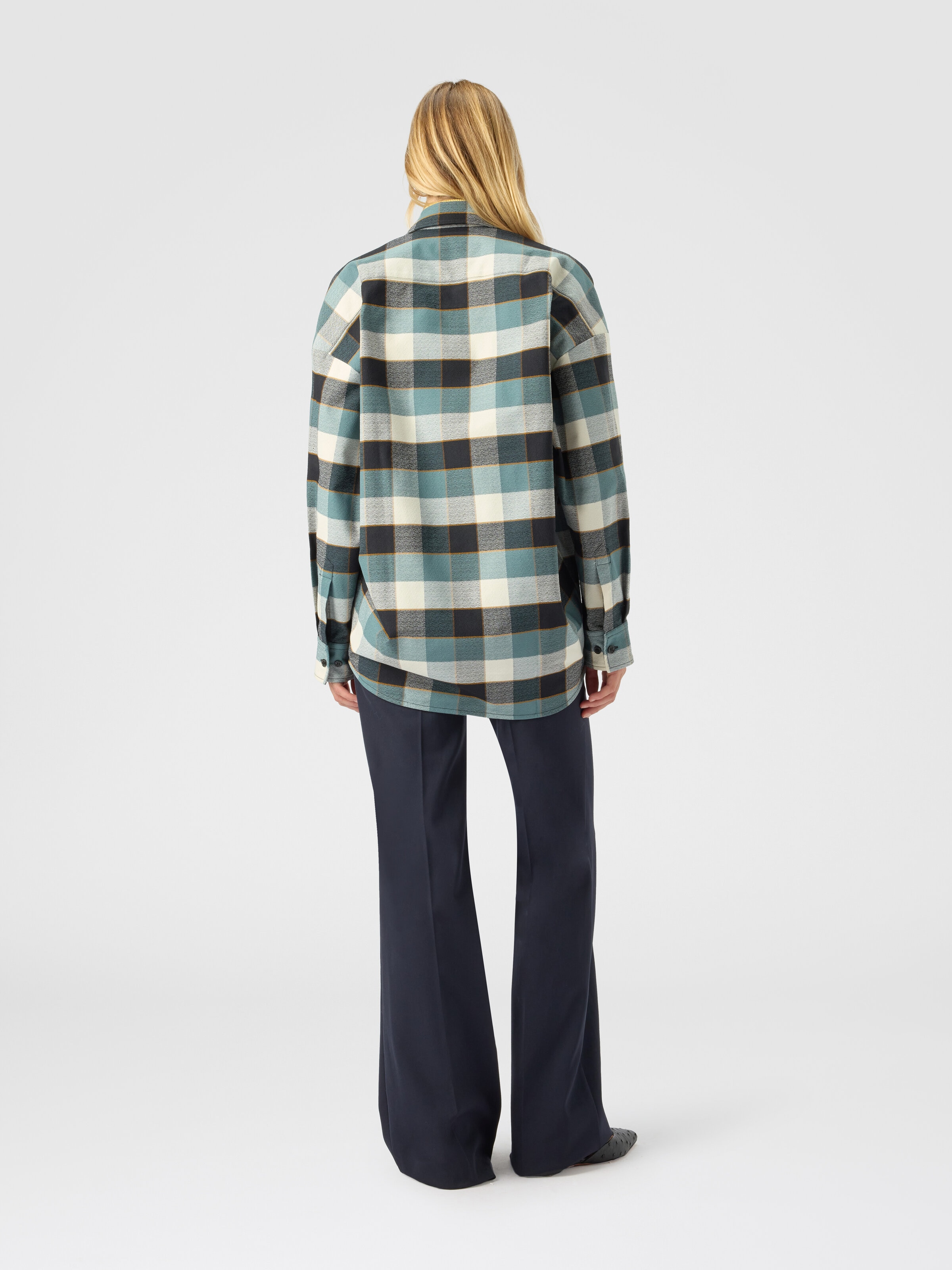 Oversized check shirt, Blue - 2