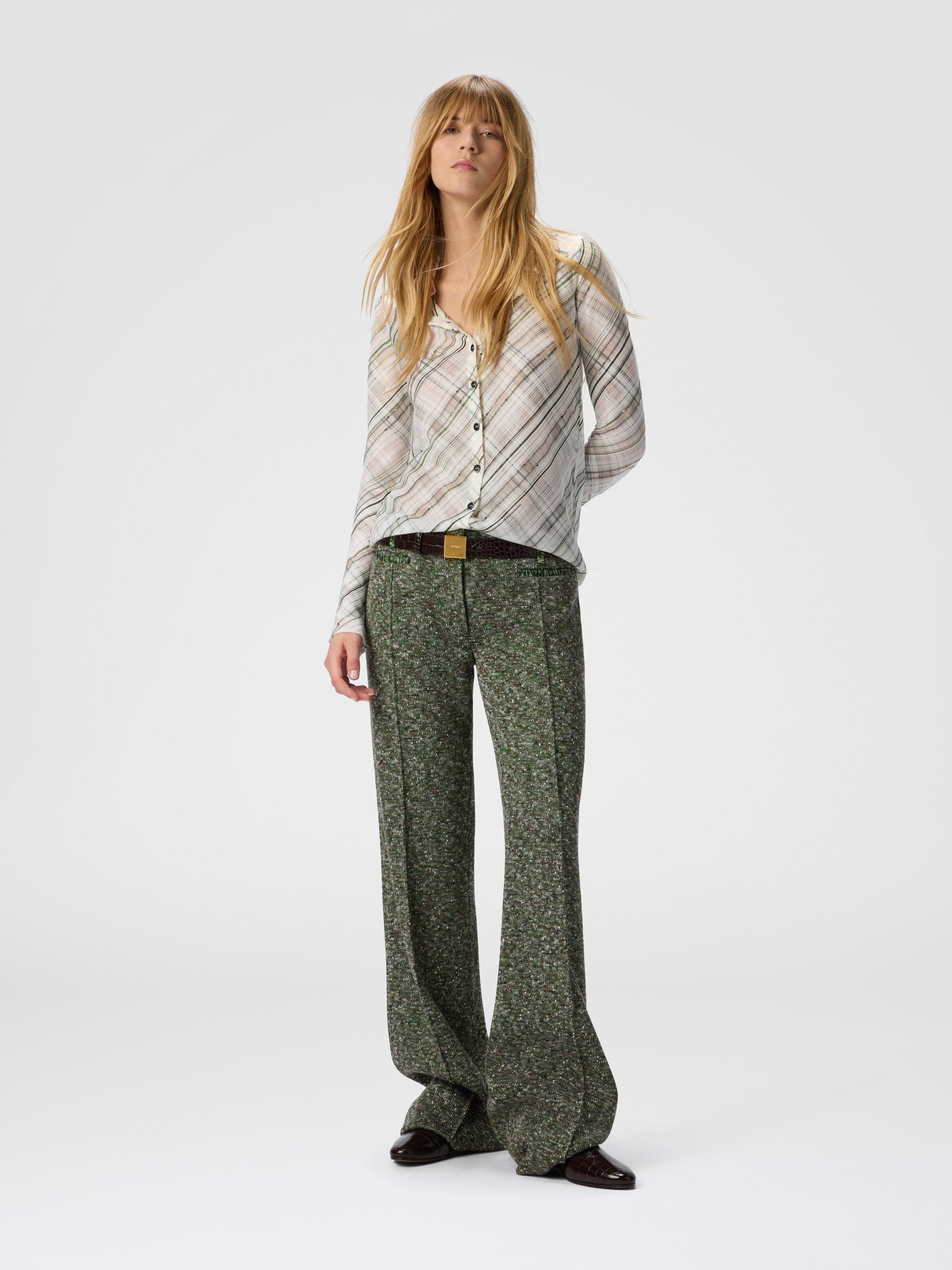 Tartan criss-cross shirt, White  - 1