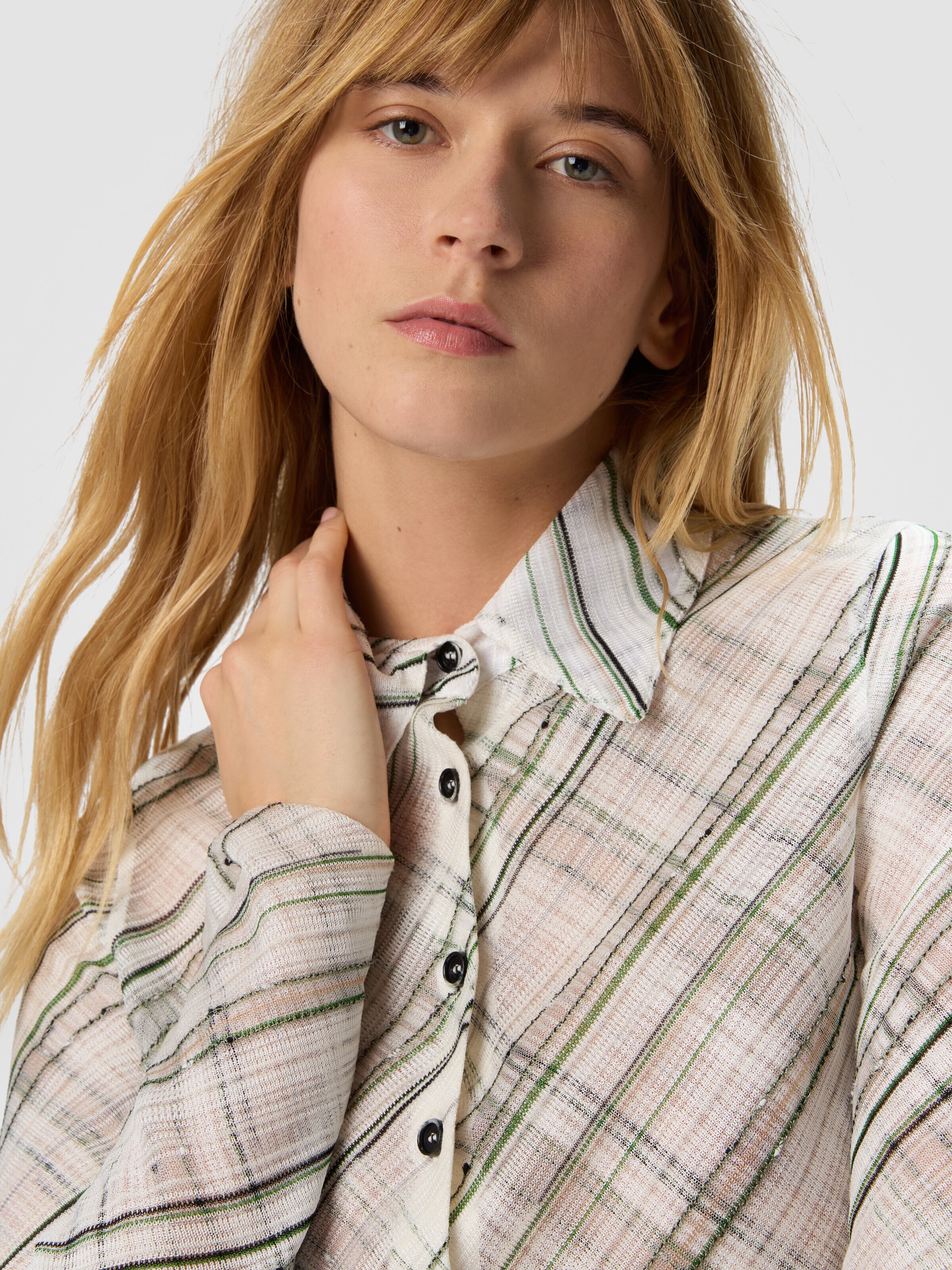 Tartan criss-cross shirt, White  - 4