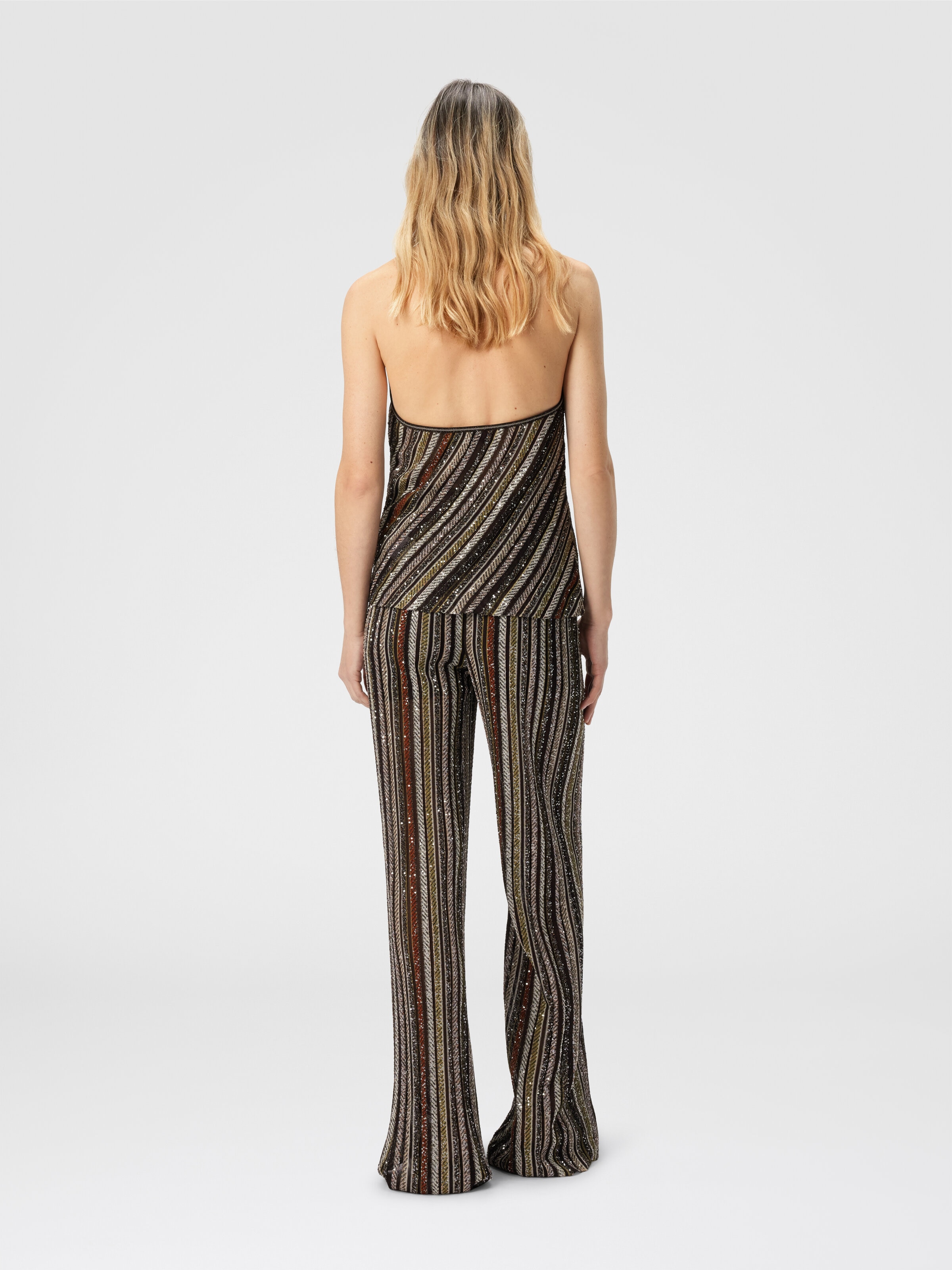 Halter Top in Herringbone Stripe Knit, Multicoloured  - 2
