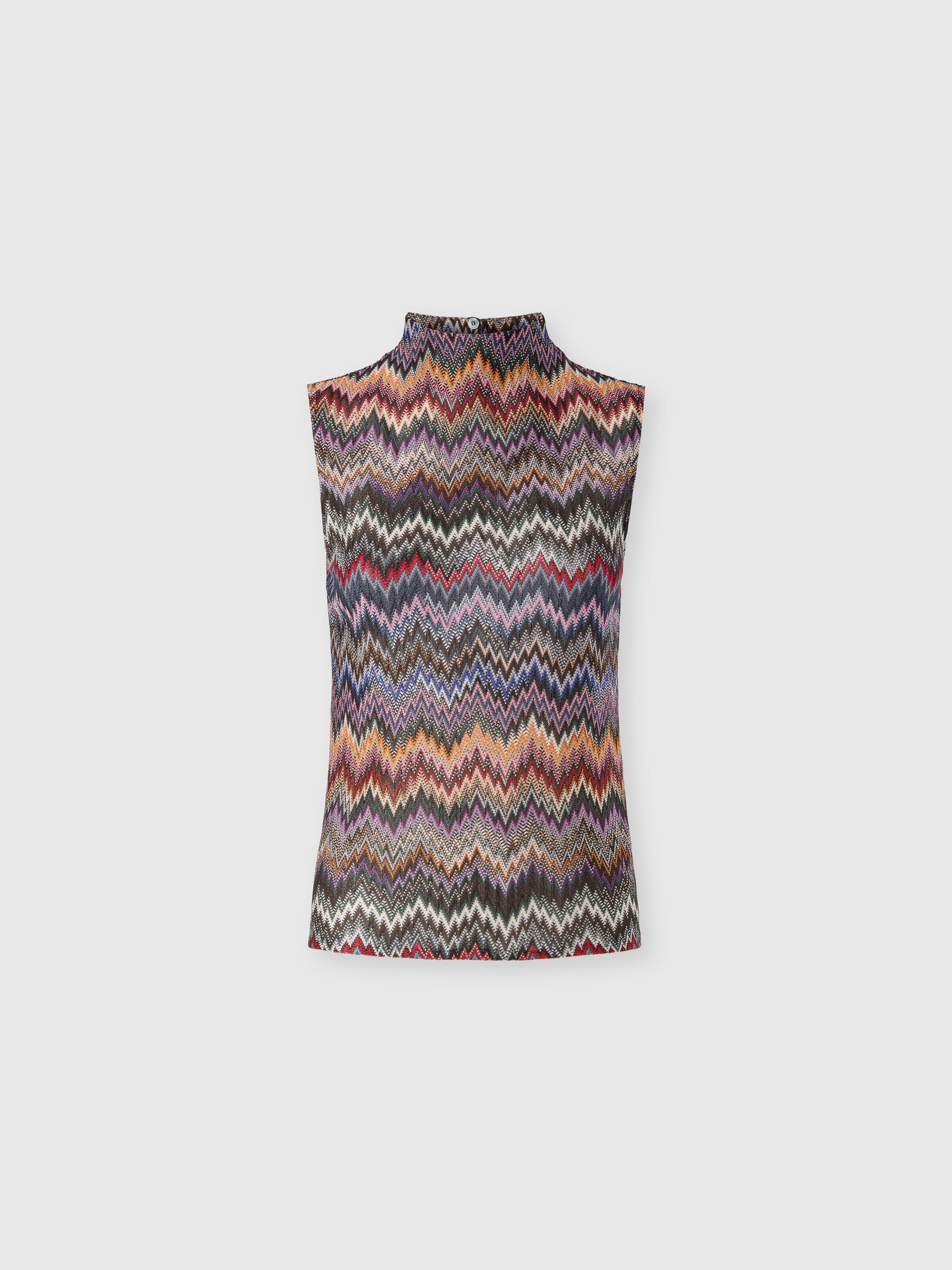 High-neck top with snake pattern, Multicoloured  - 0