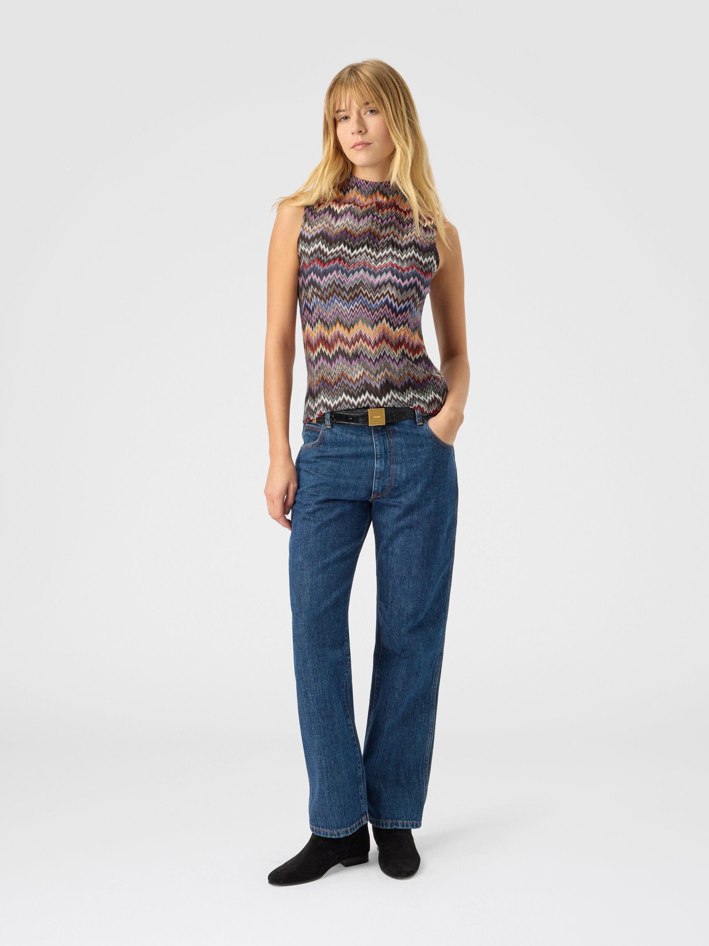 High-neck top with snake pattern, Multicoloured  - 1