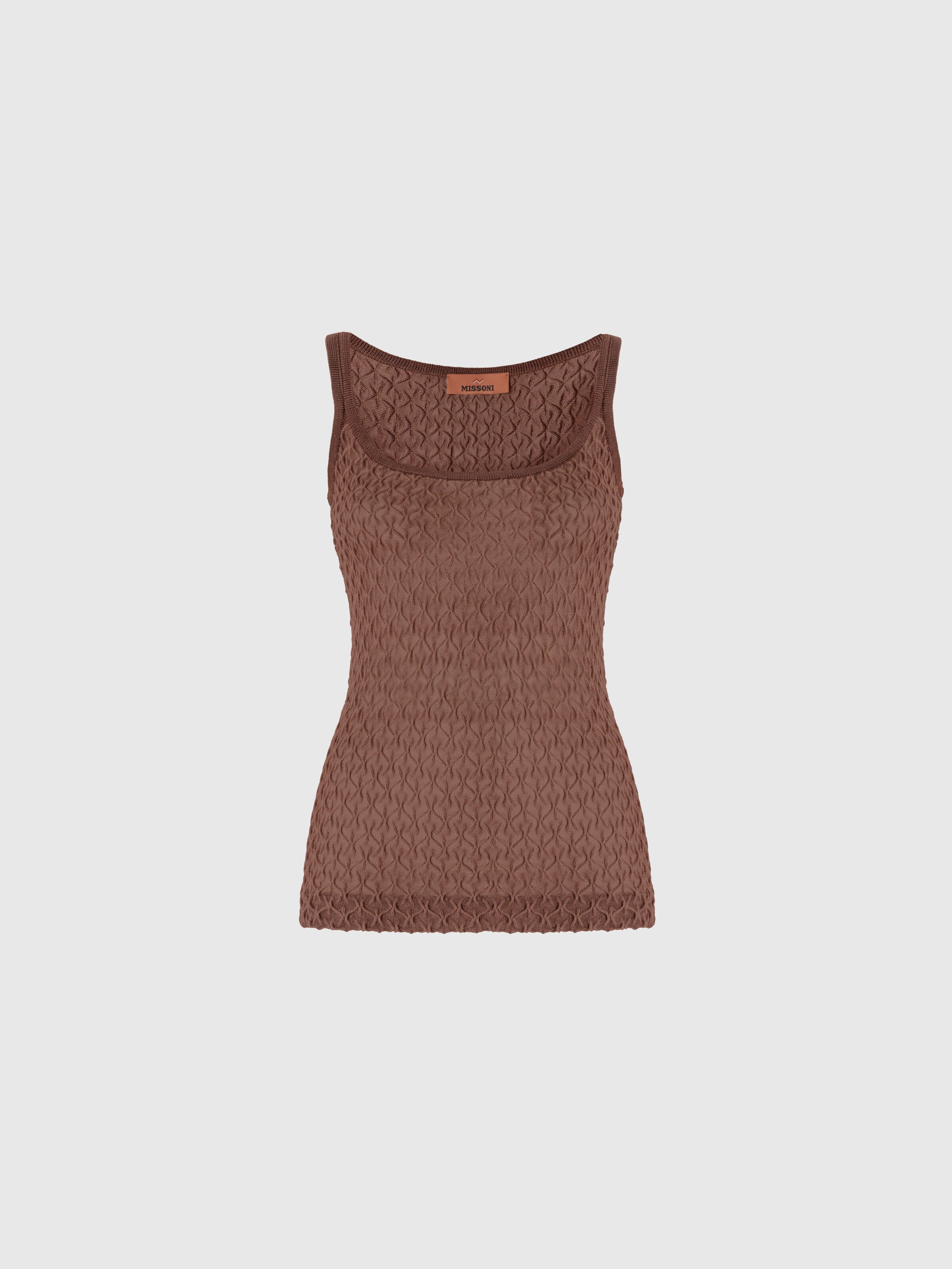 Tank Top in Embroidered Lace, Beige - 0