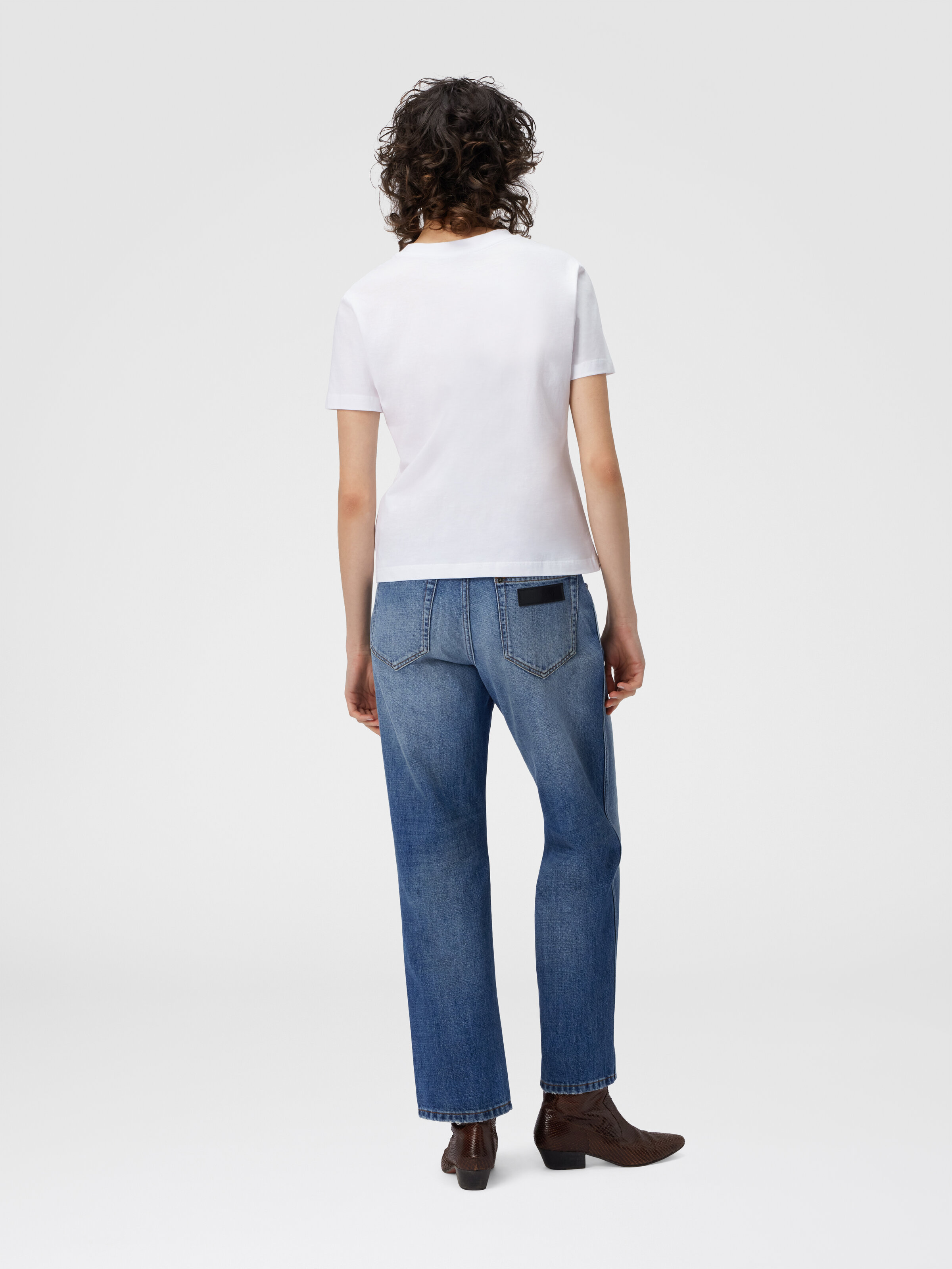 T-shirt manches courtes imprimé avec logo, Blanc  - 2
